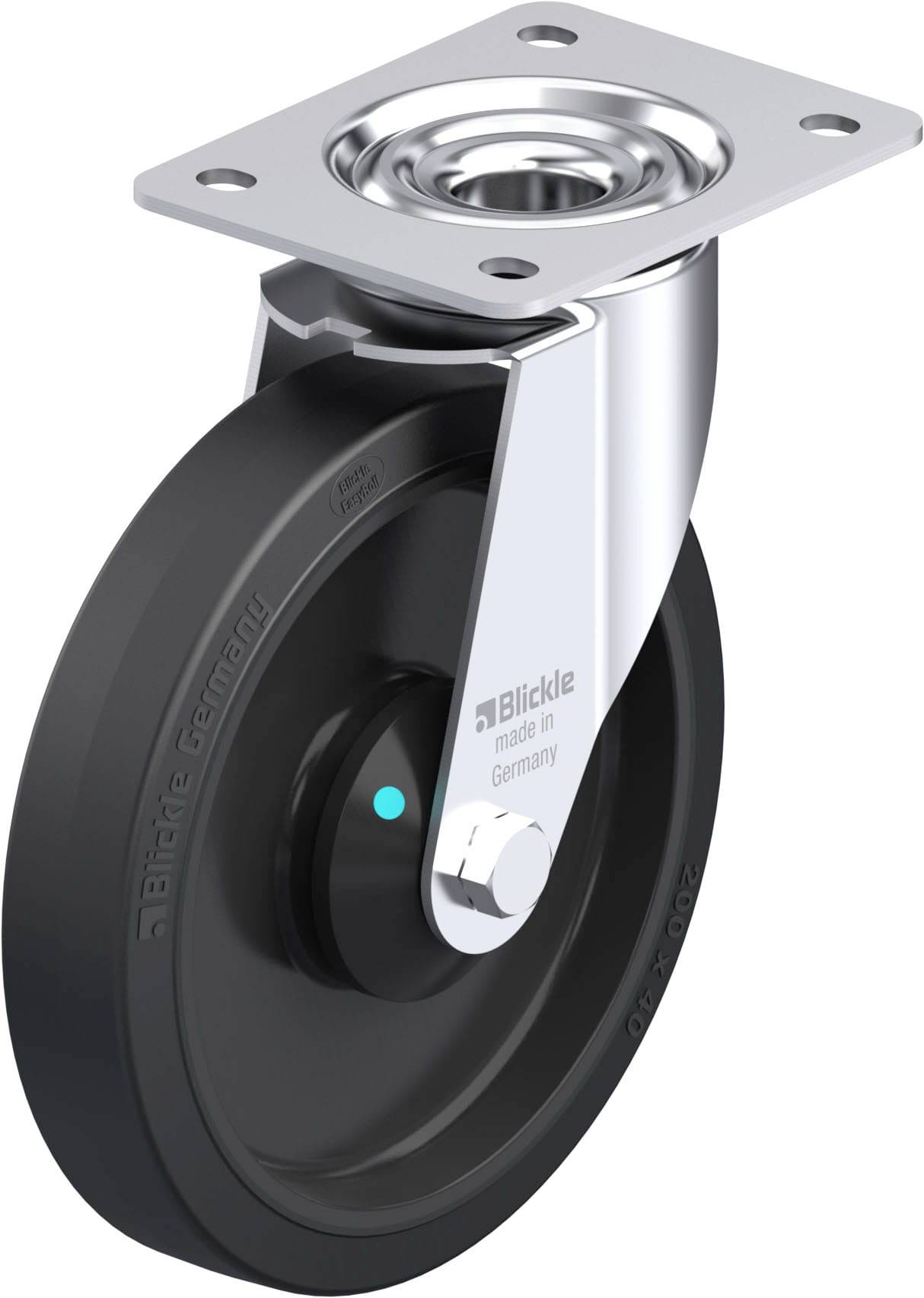 Blickle 850252 LE-POEV 201KAD Acéllemez forgógörgő KerékØ: 200 mm Teherbírás (max.): 300 kg 1 db
