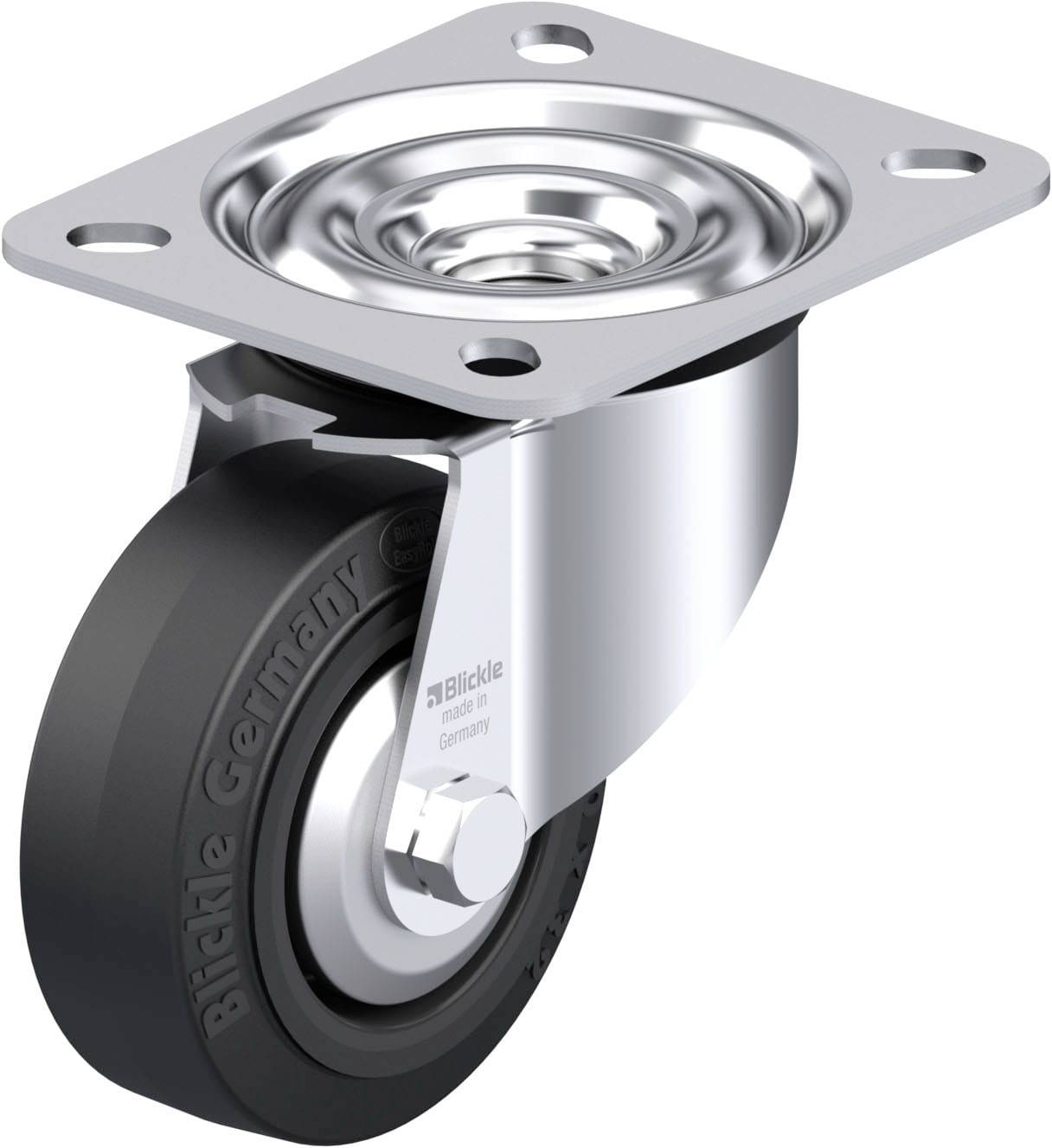 Blickle 850075 LE-POEV 80XR-FA Acéllemez forgógörgő KerékØ: 80 mm Teherbírás (max.): 140 kg 1 db