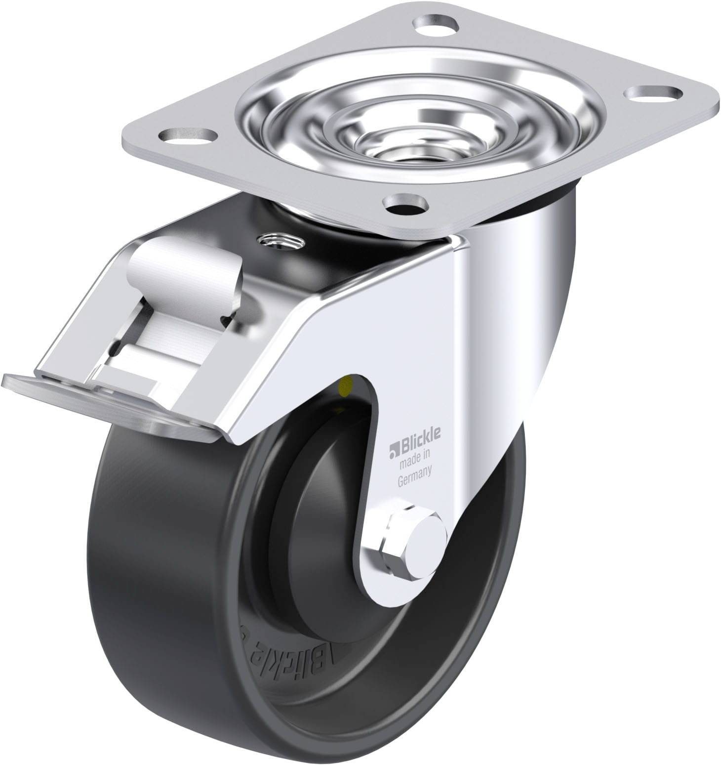 Blickle 953155 LE-PP 100KA-FI-EL Acéllemez forgógörgő KerékØ: 100 mm Teherbírás (max.): 150 kg 1 db