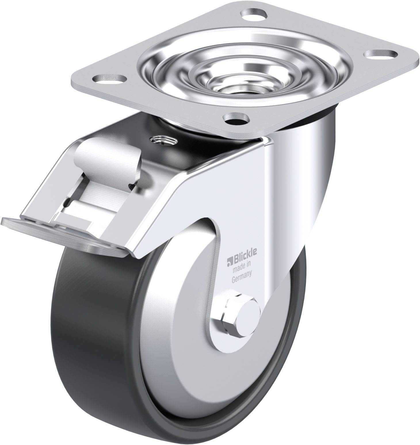 Blickle 953156 LE-PP 100KA-FI-EL-FA Acéllemez forgógörgő KerékØ: 100 mm Teherbírás (max.): 150 kg 1 db
