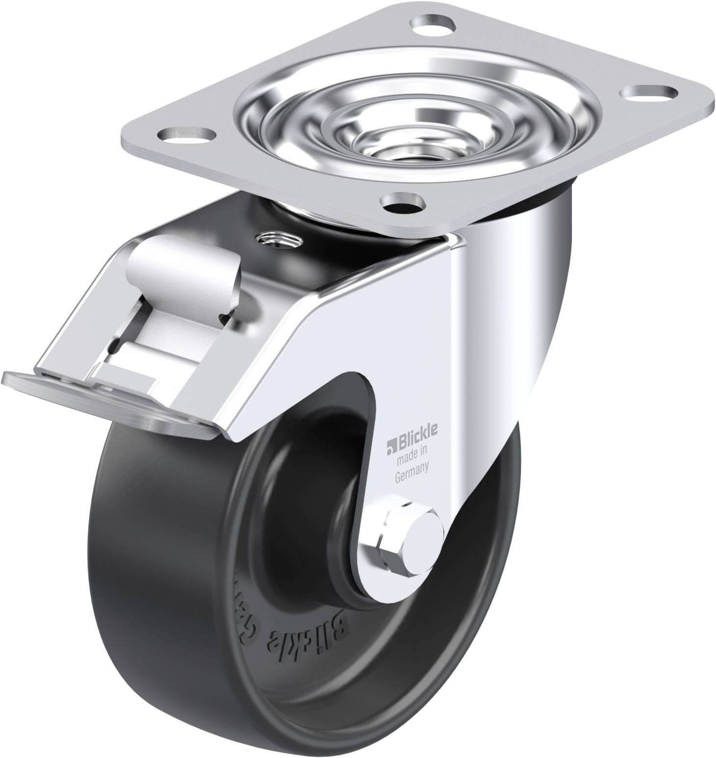 Blickle 299834 LE-PP 100R-FI Acéllemez forgógörgő KerékØ: 100 mm Teherbírás (max.): 150 kg 1 db