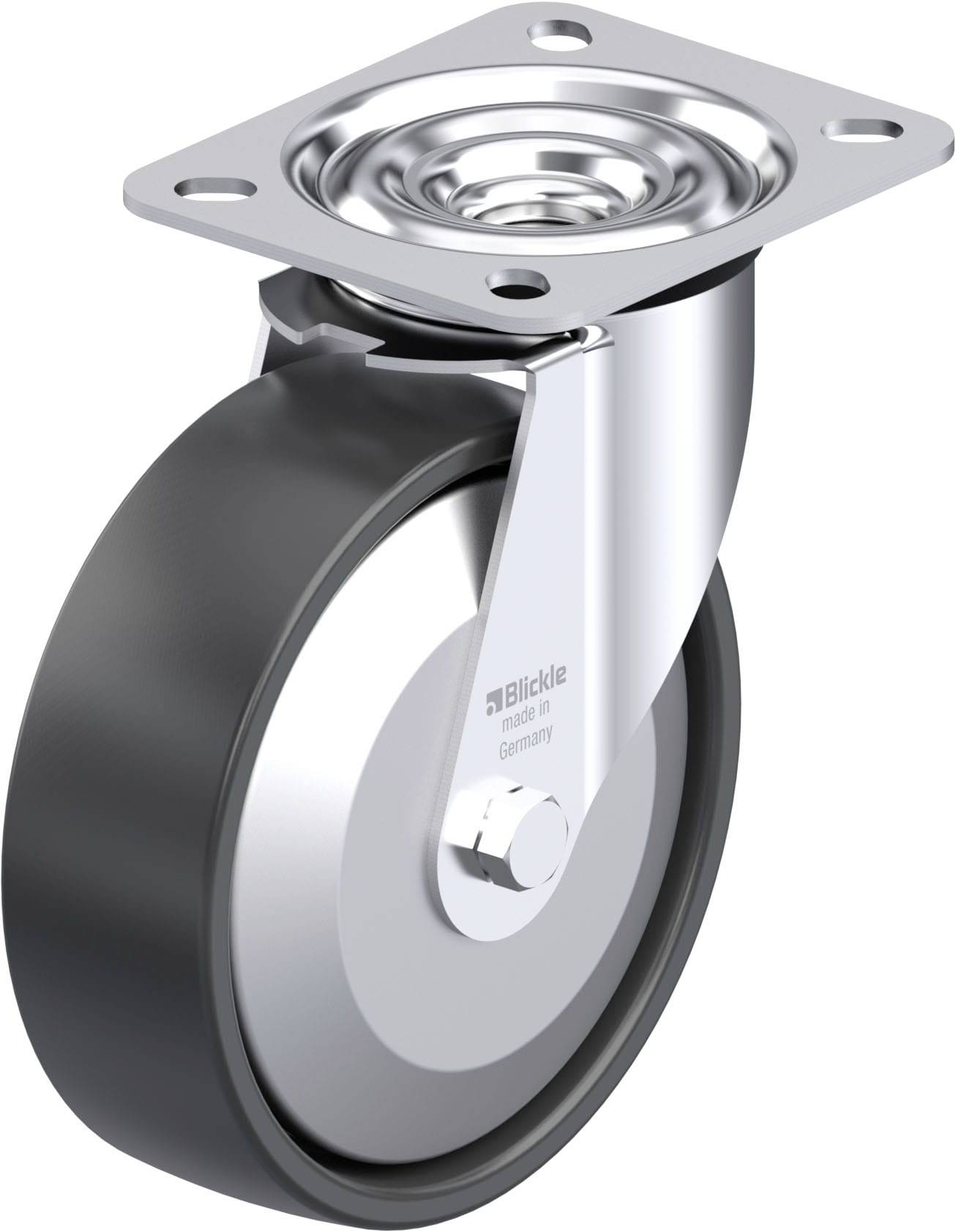 Blickle 951768 LE-PP 125KA-EL-FA Acéllemez forgógörgő KerékØ: 125 mm Teherbírás (max.): 150 kg 1 db
