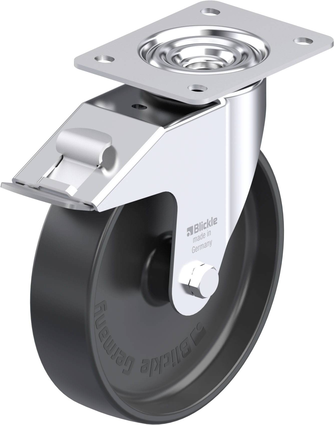 Blickle 580480 LE-PP 200G-FI Acéllemez forgógörgő KerékØ: 200 mm Teherbírás (max.): 300 kg 1 db