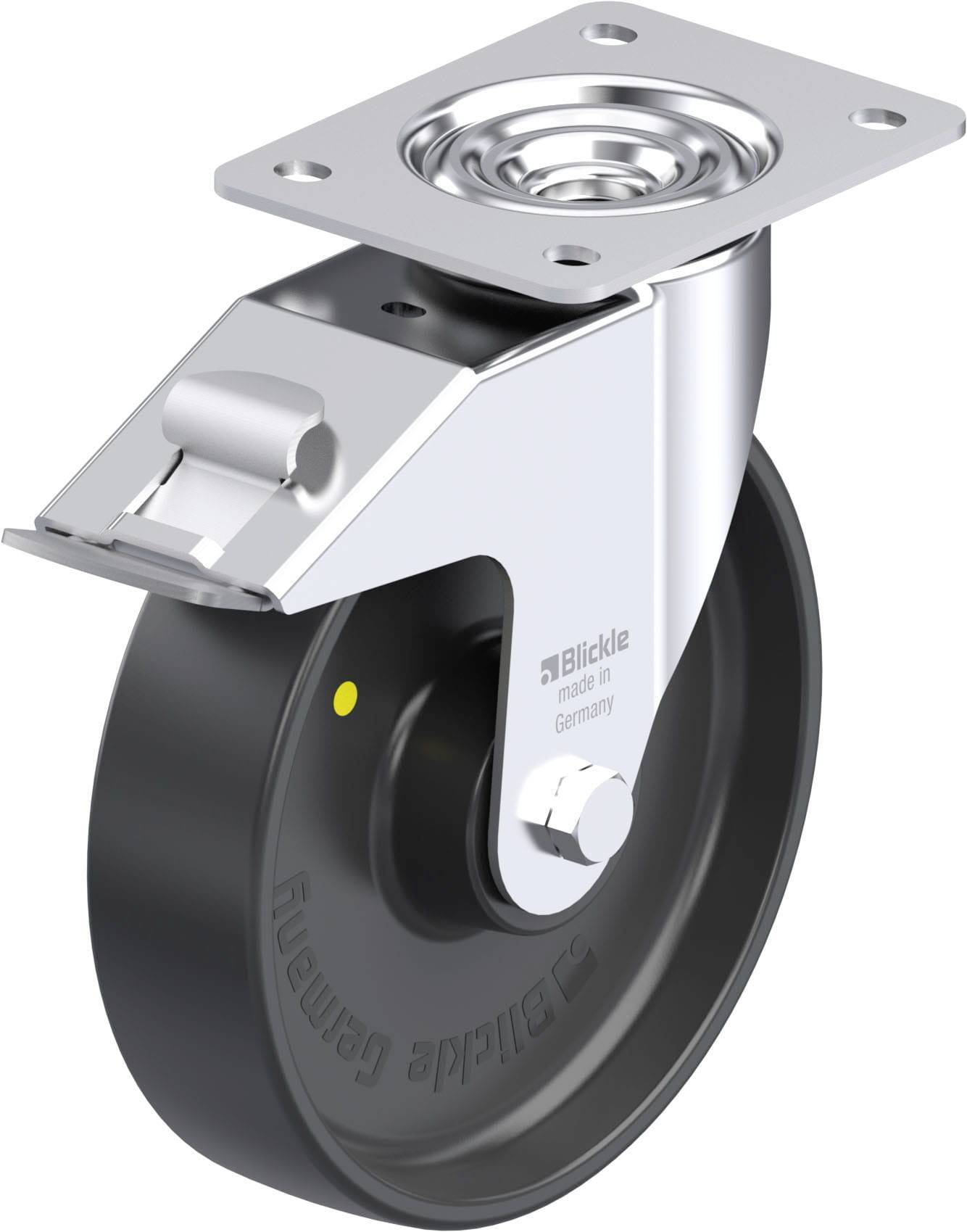 Blickle 951778 LE-PP 200K-FI-EL Acéllemez forgógörgő KerékØ: 200 mm Teherbírás (max.): 300 kg 1 db