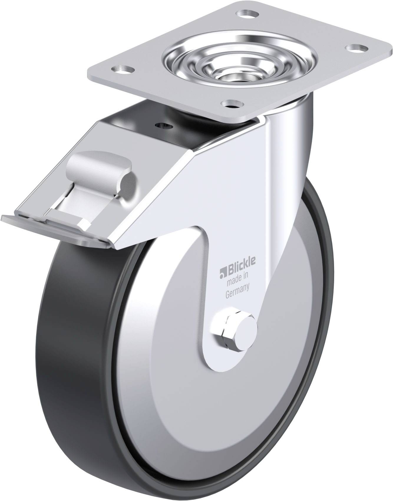 Blickle 952281 LE-PP 200K-FI-FA Acéllemez forgógörgő KerékØ: 200 mm Teherbírás (max.): 300 kg 1 db