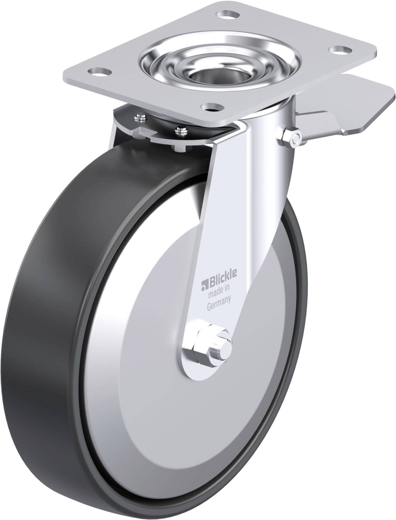 Blickle 952283 LE-PP 200K-ST-FA Acéllemez forgógörgő KerékØ: 200 mm Teherbírás (max.): 300 kg 1 db