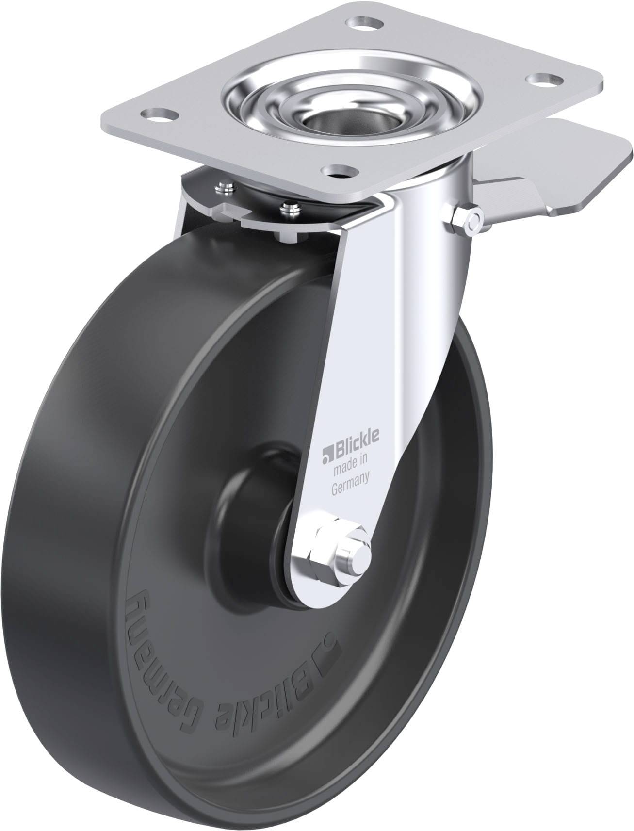 Blickle 673087 LE-PP 200R-ST Acéllemez forgógörgő KerékØ: 200 mm Teherbírás (max.): 300 kg 1 db