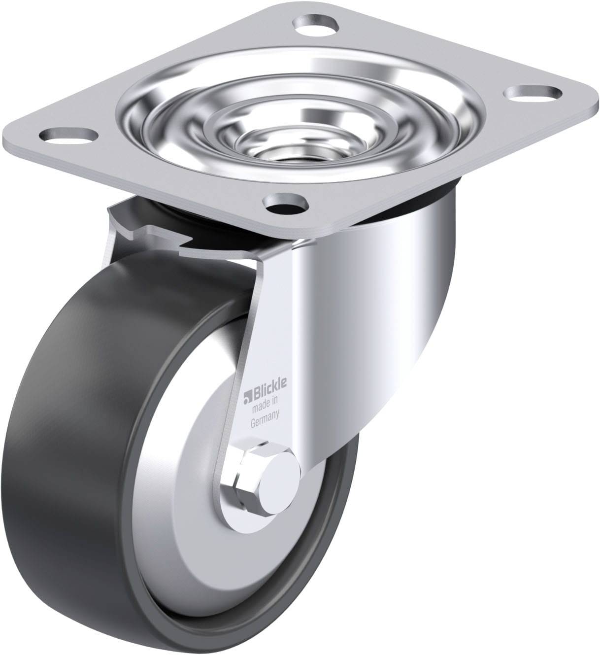 Blickle 658609 LE-PP 80R-FA Acéllemez forgógörgő KerékØ: 80 mm Teherbírás (max.): 120 kg 1 db