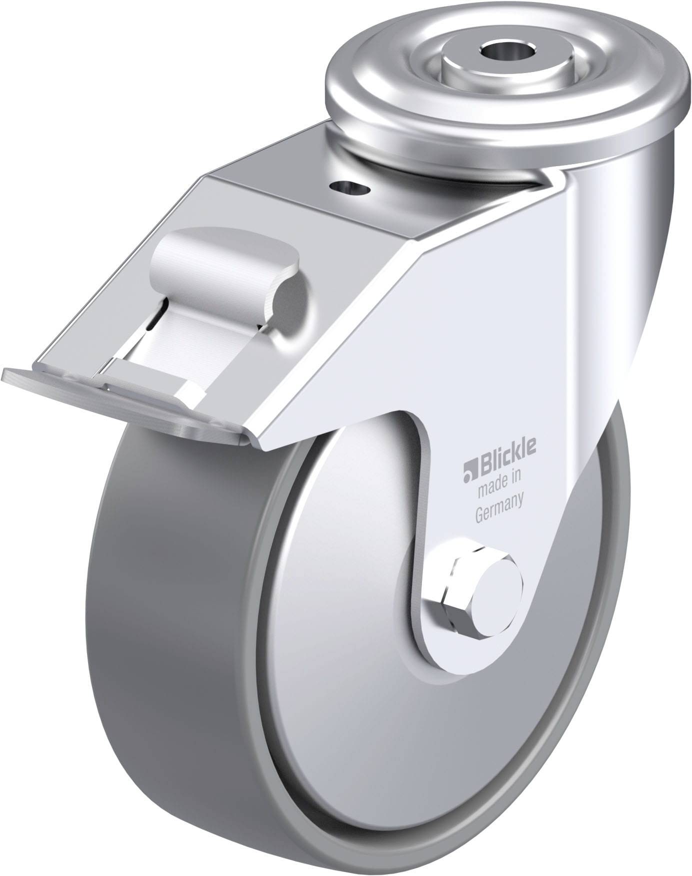Blickle 946651 LER-PO 150G-FI-ELS-FA Acéllemez forgógörgő KerékØ: 150 mm Teherbírás (max.): 300 kg 1 db