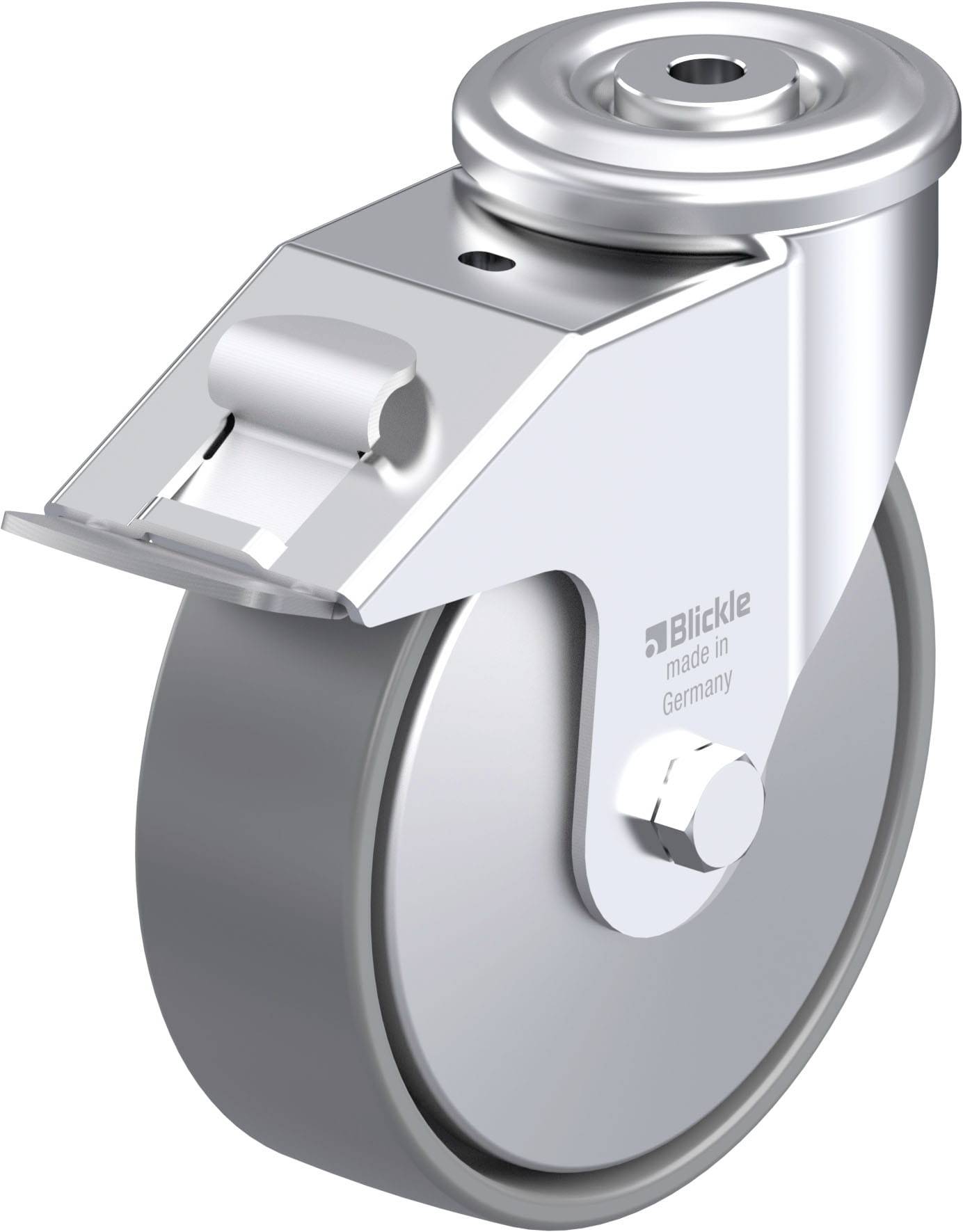 Blickle 946653 LER-PO 160G-FI-ELS-FA Acéllemez forgógörgő KerékØ: 160 mm Teherbírás (max.): 300 kg 1 db