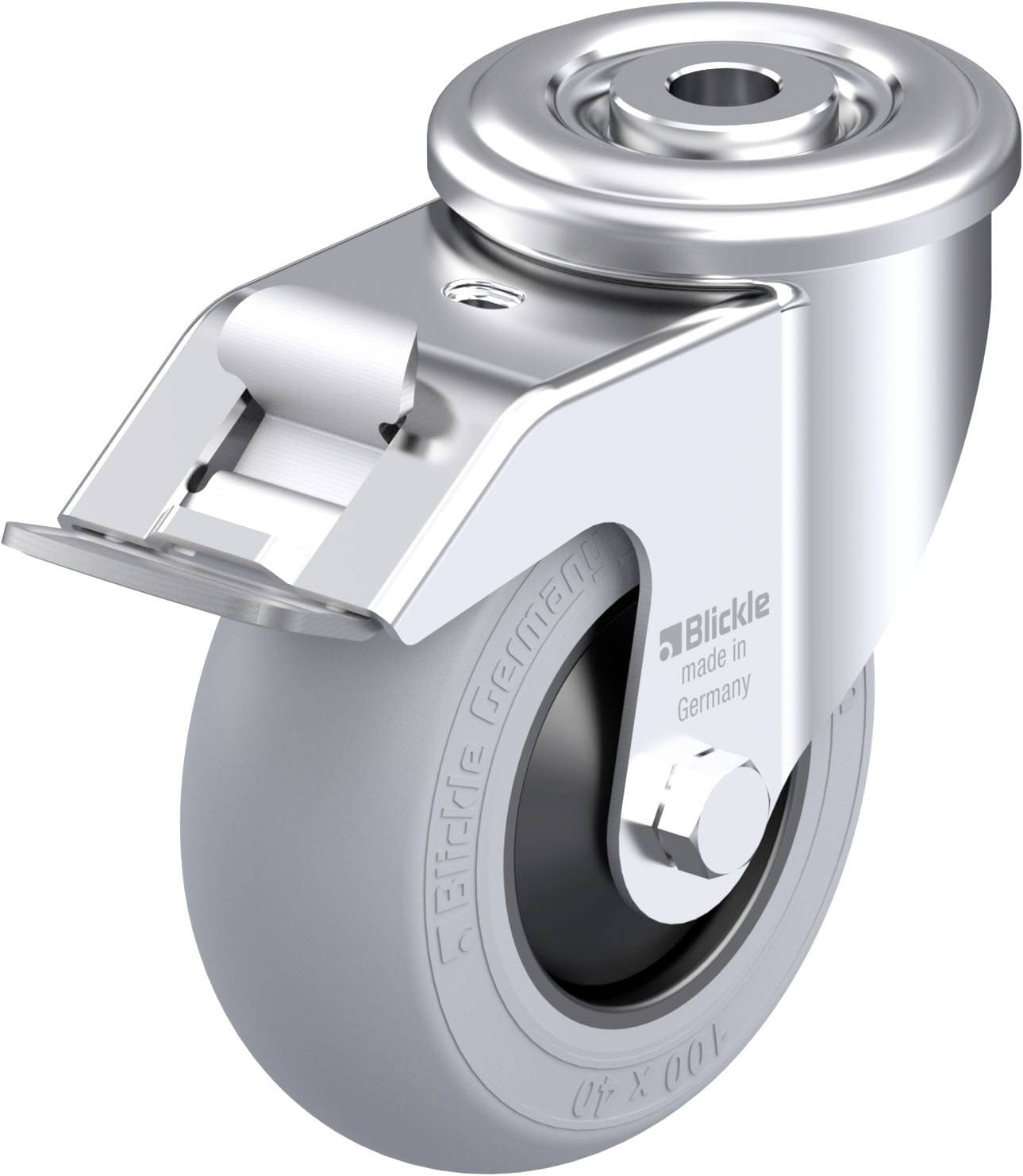 Blickle 921783 LER-POES 100KF-FI-SG Acéllemez forgógörgő KerékØ: 100 mm Teherbírás (max.): 150 kg 1 db