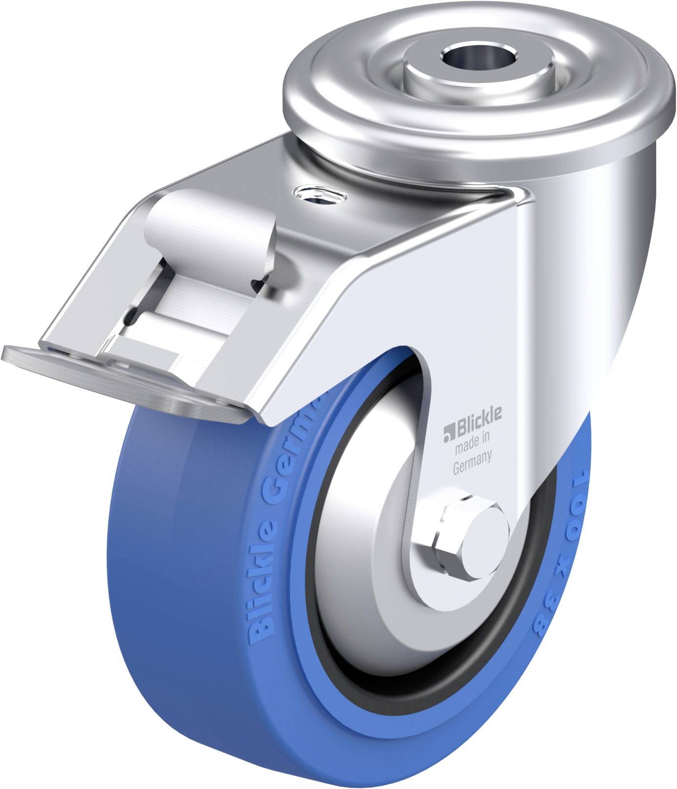 Blickle 744349 LER-POEV 100G-FI-SB-FA Acéllemez forgógörgő KerékØ: 100 mm Teherbírás (max.): 150 kg 1 db