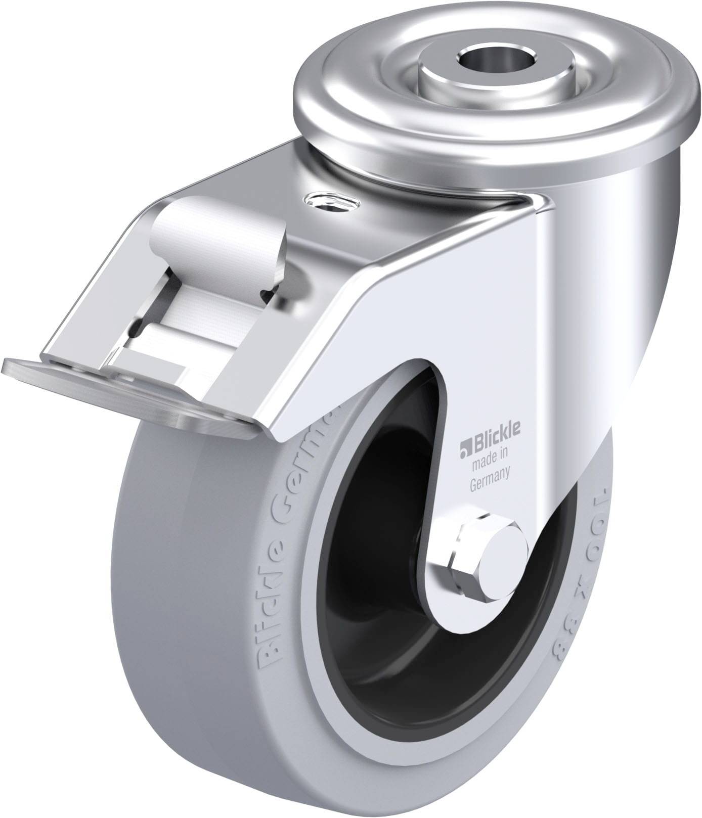 Blickle 739595 LER-POEV 100G-FI-SG Acéllemez forgógörgő KerékØ: 100 mm Teherbírás (max.): 150 kg 1 db