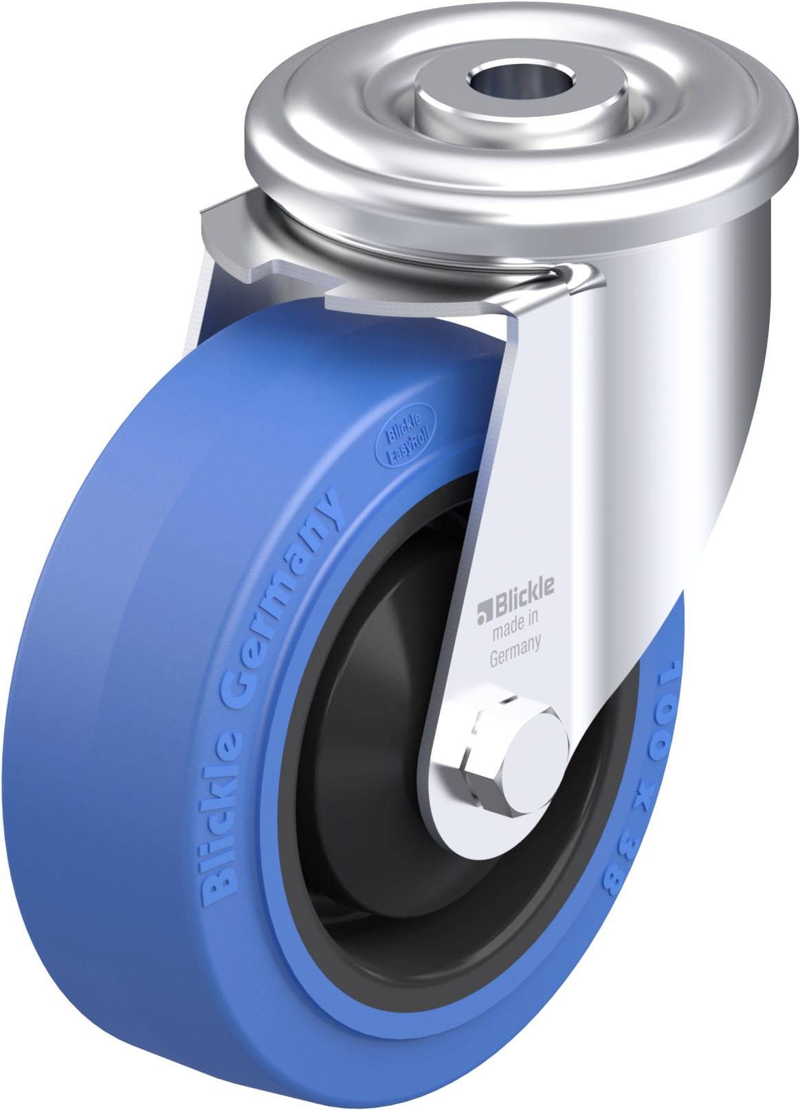 Blickle 739637 LER-POEV 100KA-SB Acéllemez forgógörgő KerékØ: 100 mm Teherbírás (max.): 150 kg 1 db