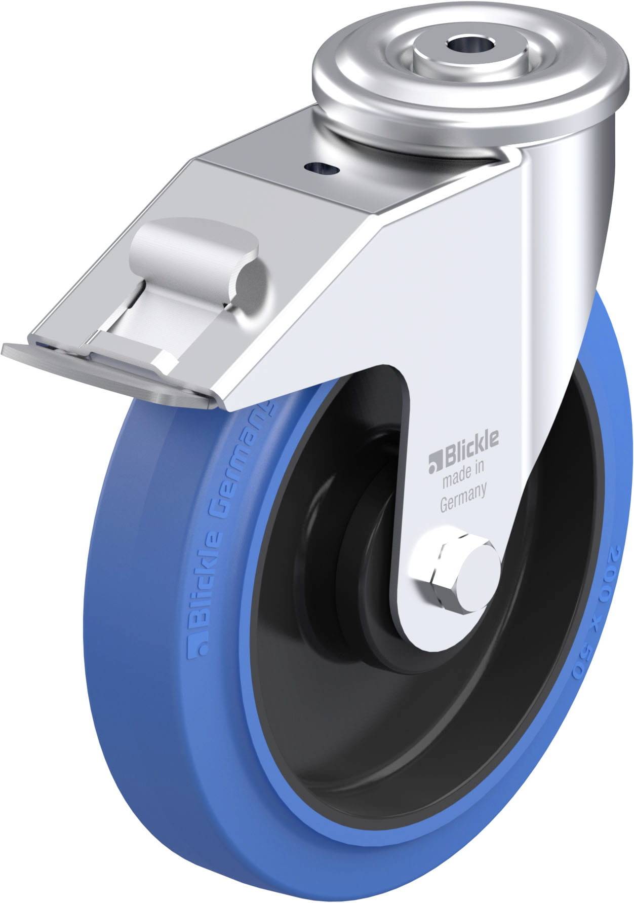 Blickle 912293 LER-POEV 200KA-FI-SB Acéllemez forgógörgő KerékØ: 200 mm Teherbírás (max.): 300 kg 1 db