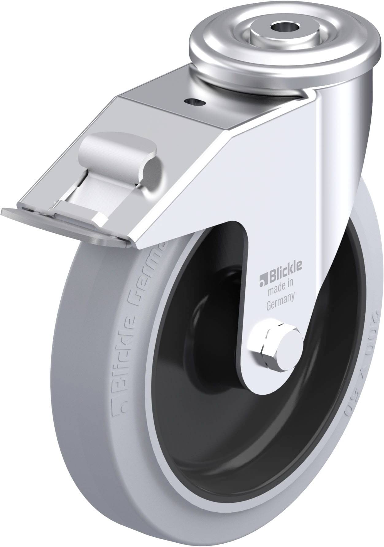Blickle 942036 LER-POEV 200XR-FI-SG Acéllemez forgógörgő KerékØ: 200 mm Teherbírás (max.): 300 kg 1 db