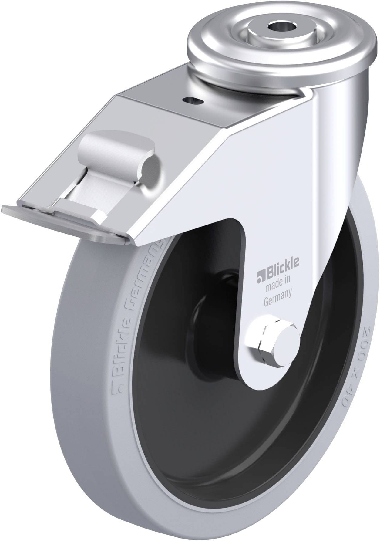 Blickle 887752 LER-POEV 201R-FI-SG Acéllemez forgógörgő KerékØ: 200 mm Teherbírás (max.): 300 kg 1 db