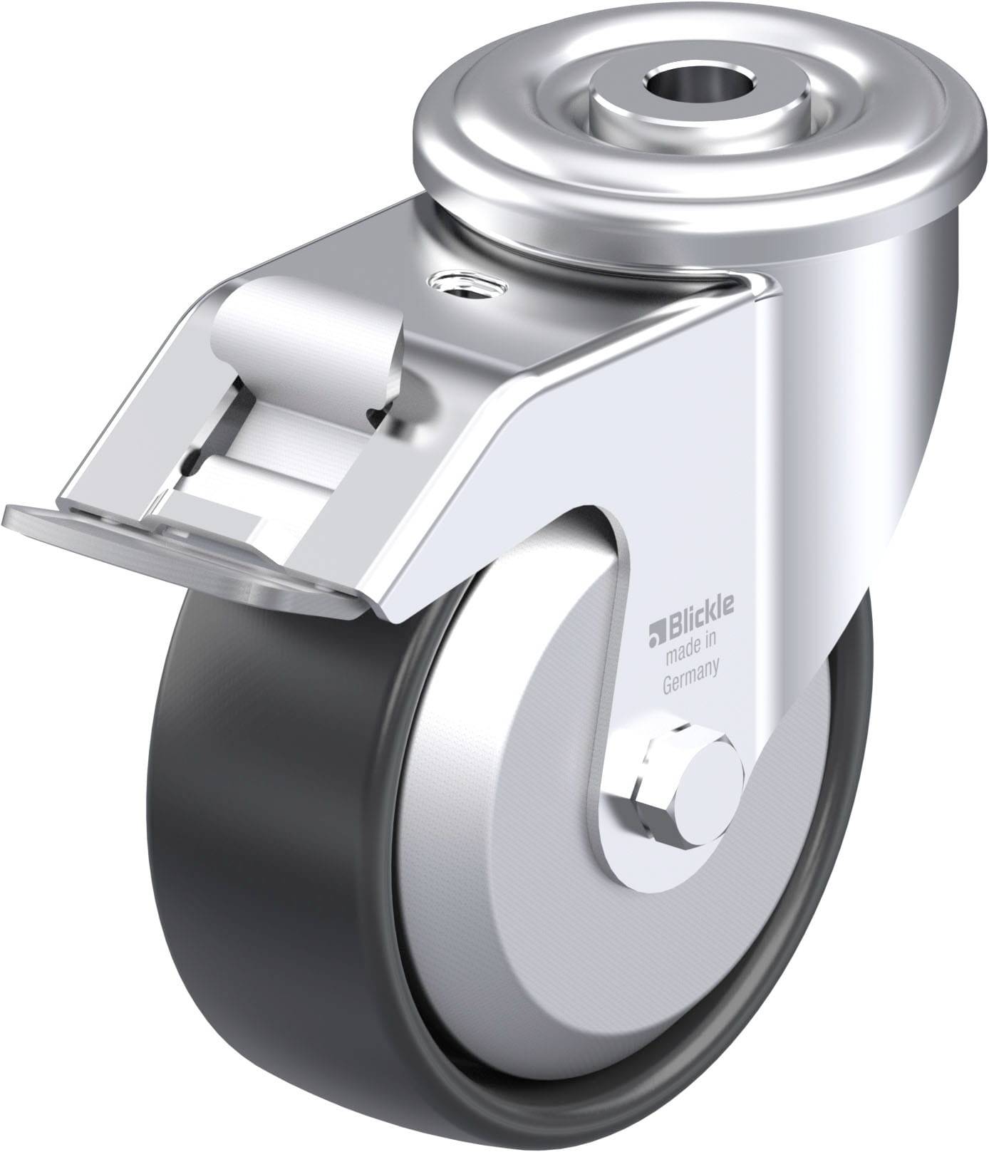 Blickle 625947 LER-PP 100G-FI-FA Acéllemez forgógörgő KerékØ: 100 mm Teherbírás (max.): 150 kg 1 db