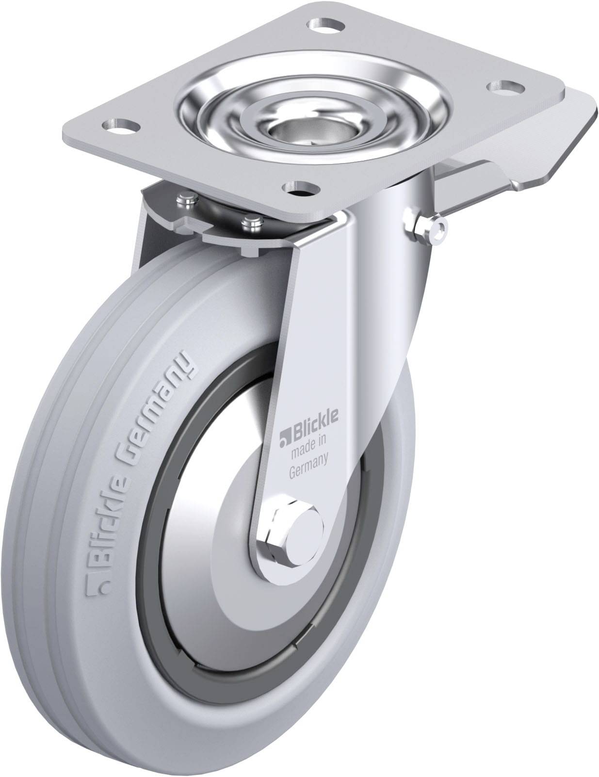 Blickle 749737 LE-VPP 180G-ST-SG-FA Acéllemez forgógörgő KerékØ: 180 mm Teherbírás (max.): 170 kg 1 db
