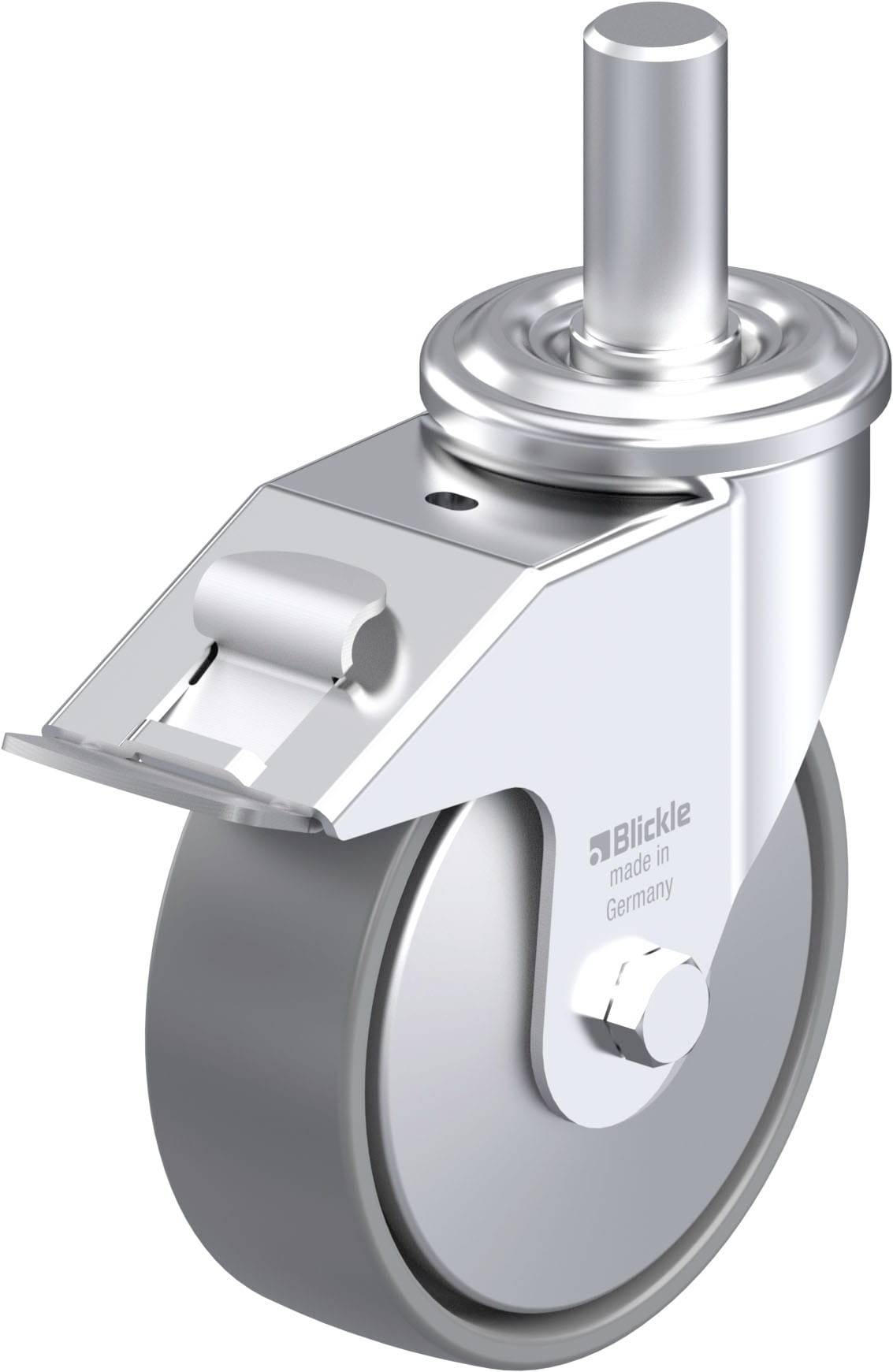 Blickle 946667 LEZ-PO 150G-27-FI-ELS-FA Acéllemez forgógörgő KerékØ: 150 mm Teherbírás (max.): 300 kg 1 db