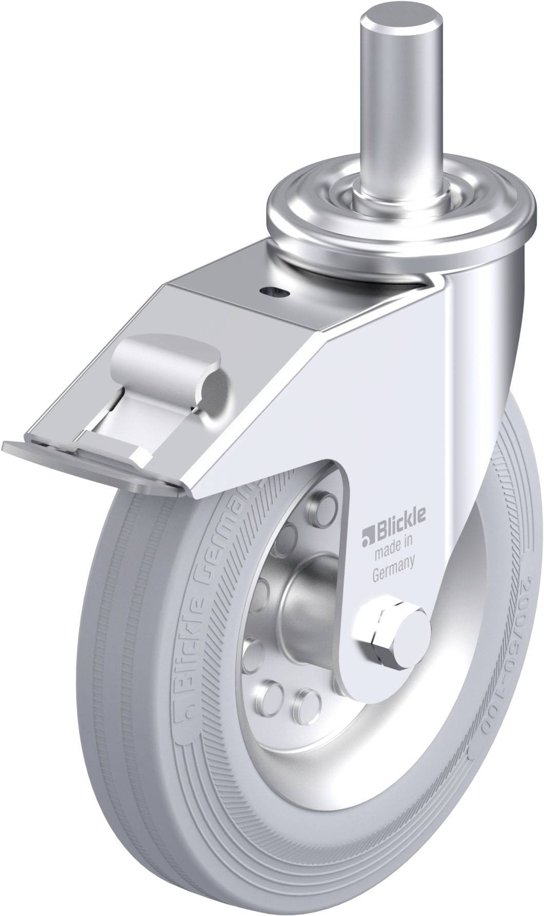 Blickle 654129 LEZ-VE 200R-27-FI-SG Acéllemez forgógörgő KerékØ: 200 mm Teherbírás (max.): 205 kg 1 db