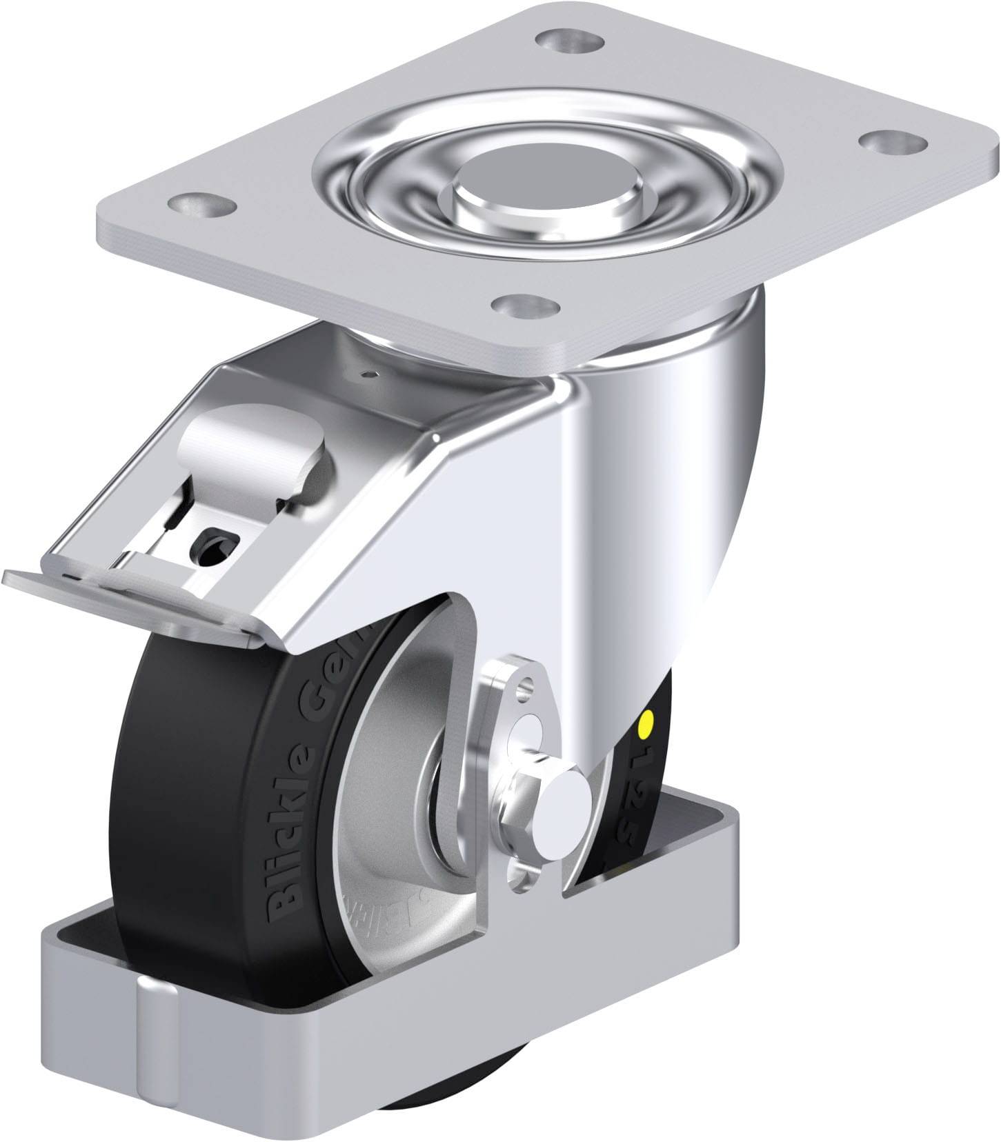 Blickle 938604 LH-ALEV 125K-3-FI-EL-FS Acéllemez forgógörgő KerékØ: 125 mm Teherbírás (max.): 250 kg 1 db