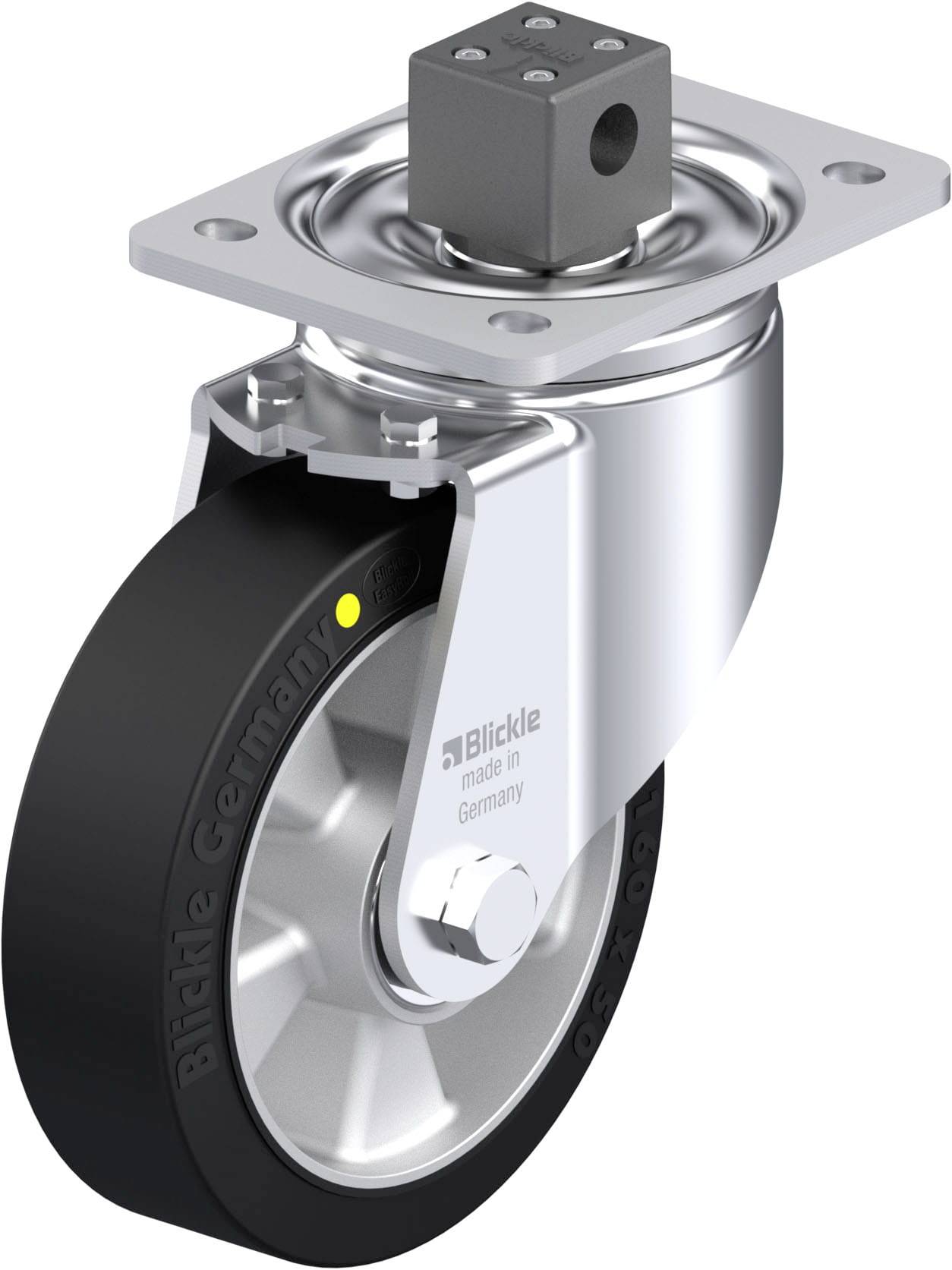 Blickle 940939 LH-ALEV 160K-CS13-EL Acéllemez forgógörgő KerékØ: 160 mm Teherbírás (max.): 400 kg 1 db