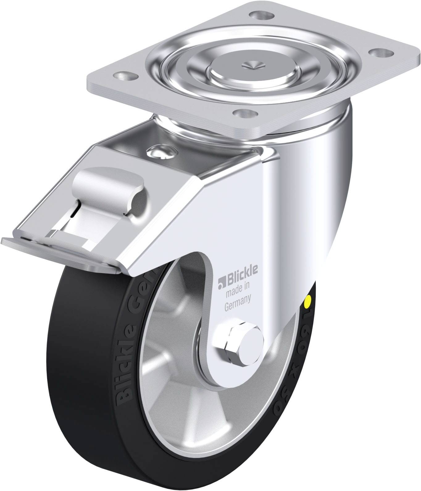 Blickle 846516 LH-ALEV 160K-FI-EL Acéllemez forgógörgő KerékØ: 160 mm Teherbírás (max.): 400 kg 1 db
