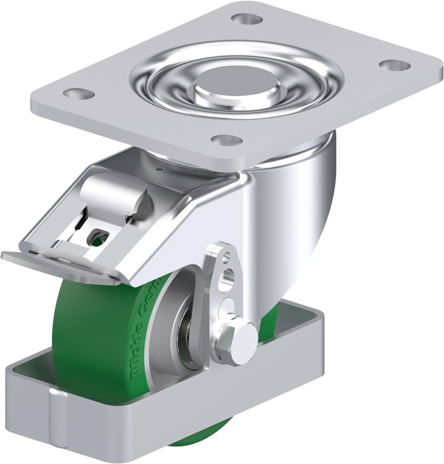 Blickle 939221 LH-ALST 100K-3-FI-FS Acéllemez forgógörgő KerékØ: 100 mm Teherbírás (max.): 320 kg 1 db