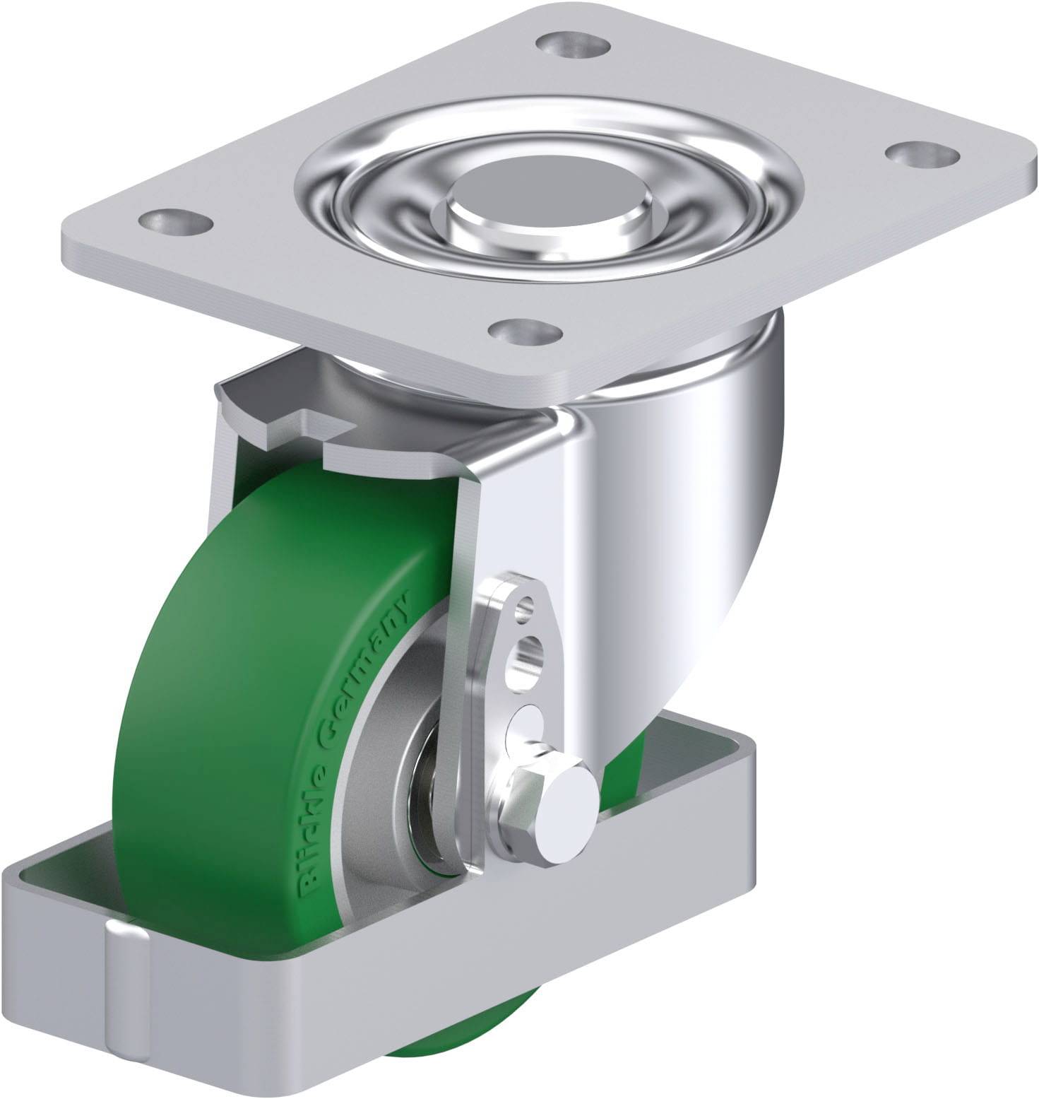 Blickle 939220 LH-ALST 100K-3-FS Acéllemez forgógörgő KerékØ: 100 mm Teherbírás (max.): 320 kg 1 db