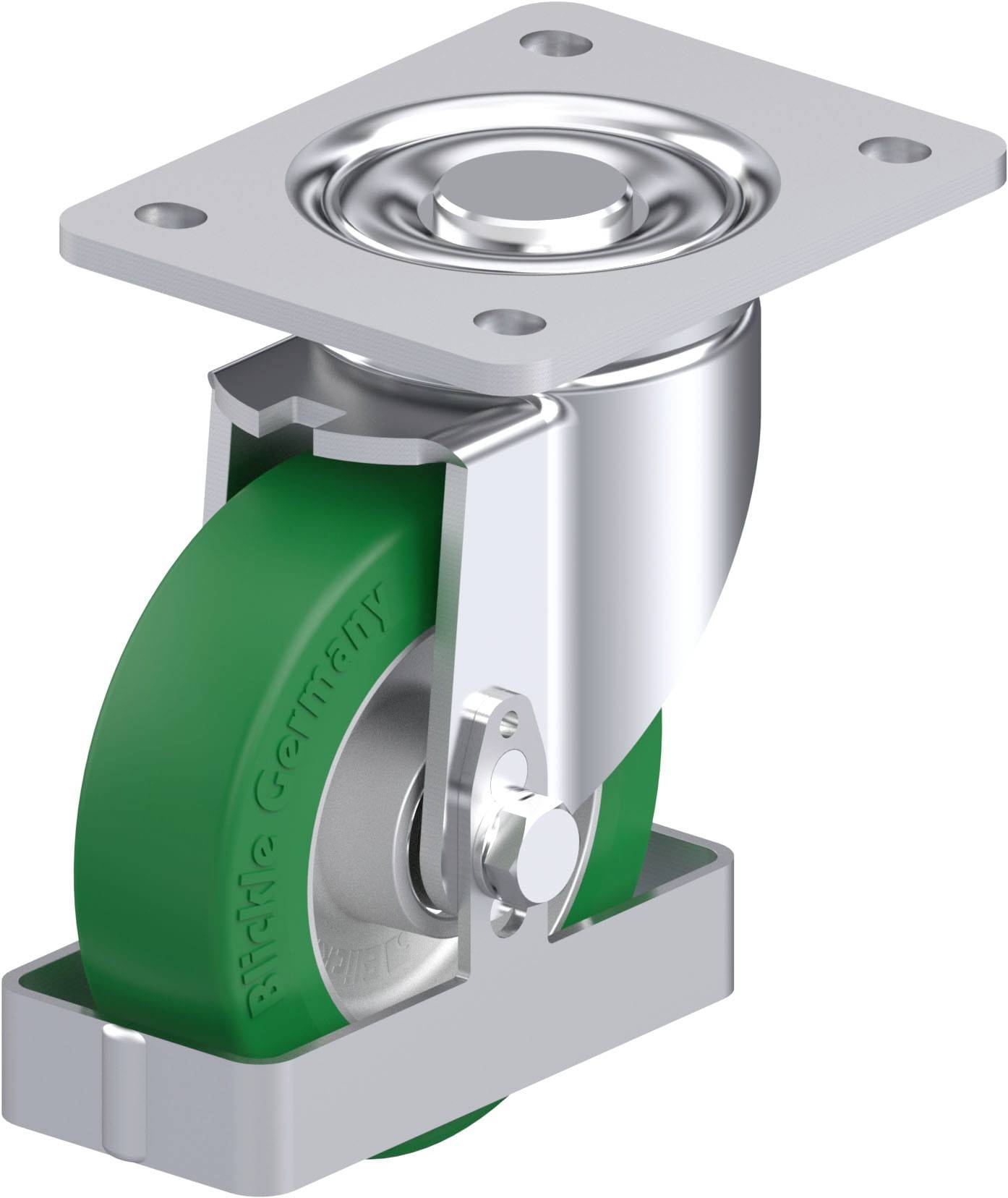 Blickle 890117 LH-ALST 125K-3-FS Acéllemez forgógörgő KerékØ: 125 mm Teherbírás (max.): 370 kg 1 db