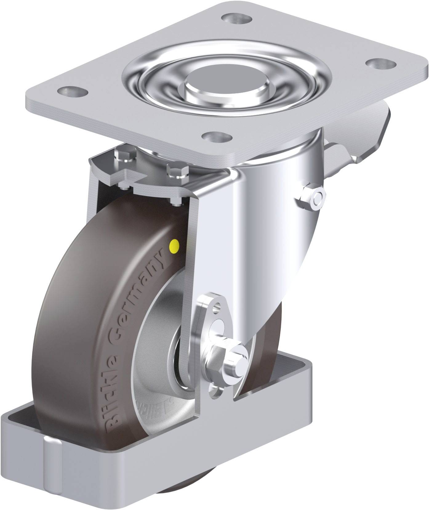 Blickle 939181 LH-ALST 125K-3-ST-AS-FS Acéllemez forgógörgő KerékØ: 125 mm Teherbírás (max.): 370 kg 1 db