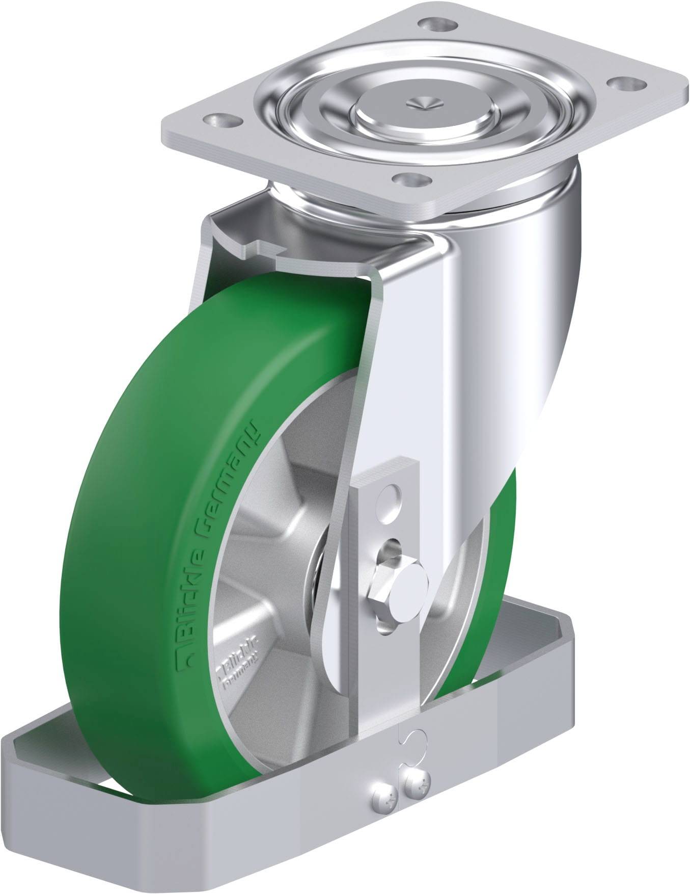 Blickle 939232 LH-ALST 180K-FS Acéllemez forgógörgő KerékØ: 180 mm Teherbírás (max.): 670 kg 1 db