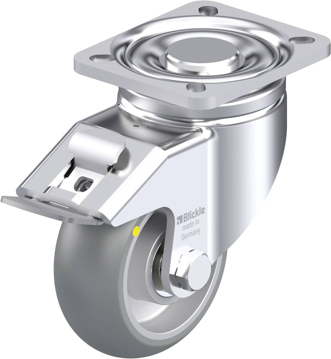 Blickle 936655 LH-ALTH 101K-1-FI-AS-CO Acéllemez forgógörgő KerékØ: 100 mm Teherbírás (max.): 420 kg 1 db