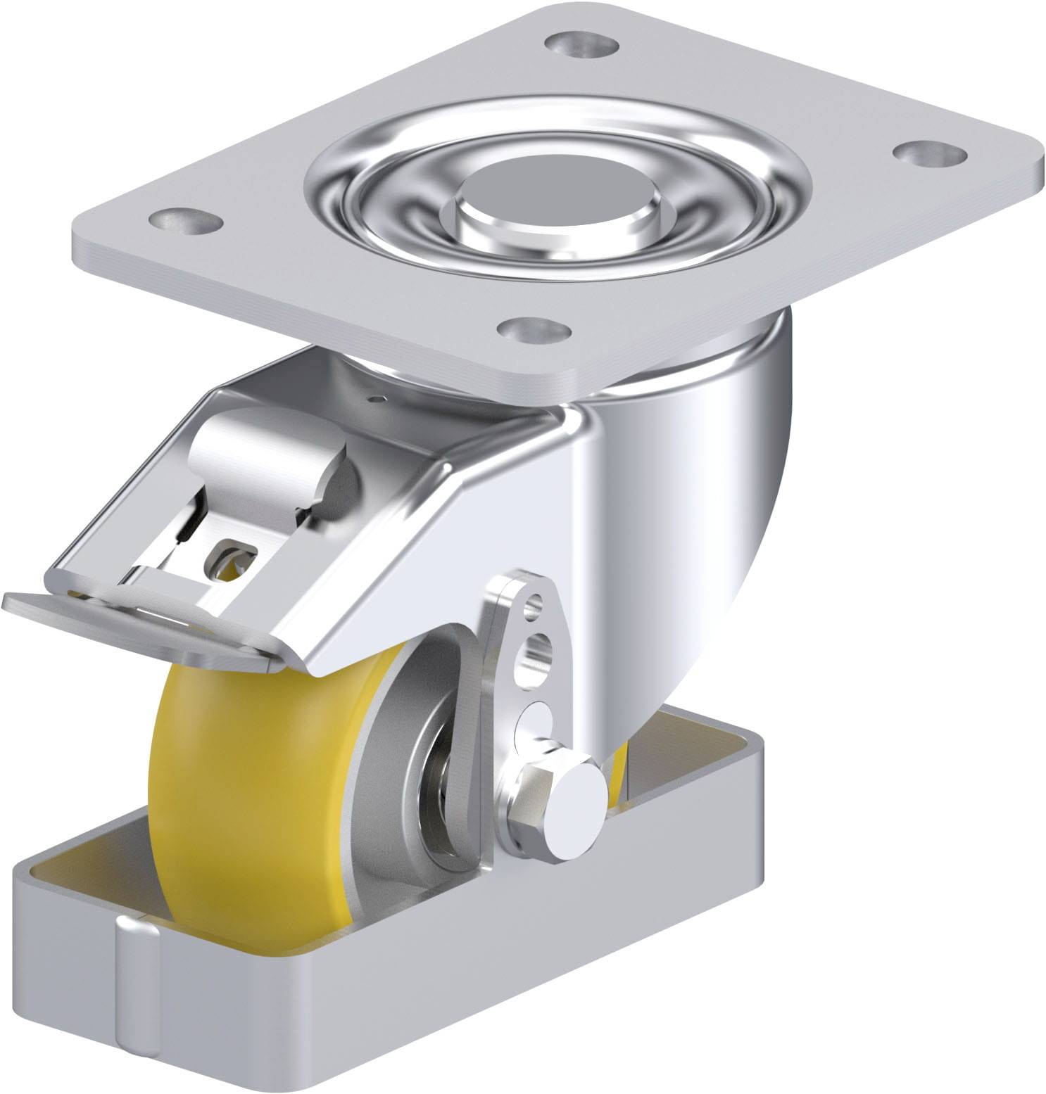 Blickle 939396 LH-ALTH 101K-3-FI-CO-FS Acéllemez forgógörgő KerékØ: 100 mm Teherbírás (max.): 420 kg 1 db
