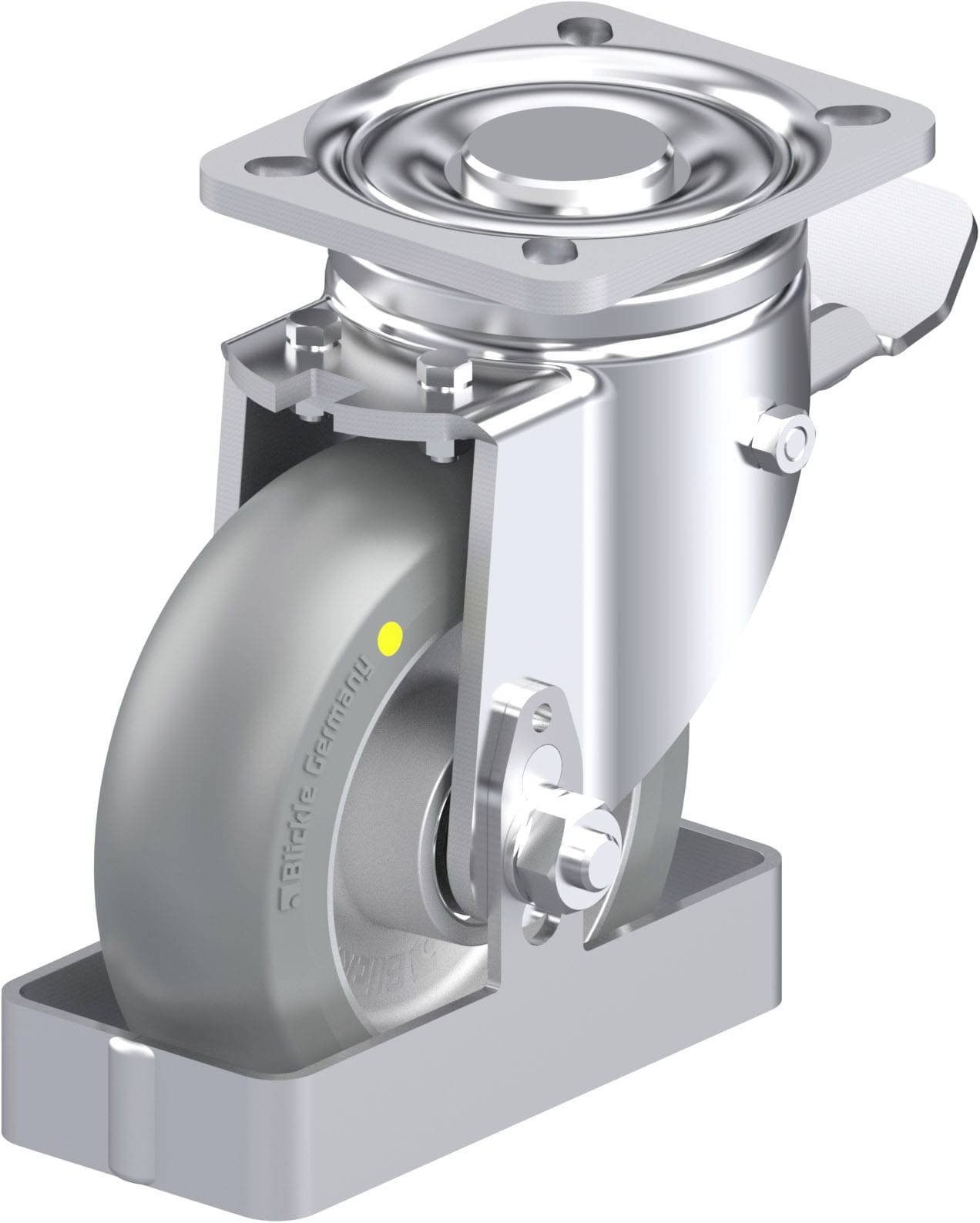 Blickle 939405 LH-ALTH 125K-1-ST-AS-CO-FS Acéllemez forgógörgő KerékØ: 125 mm Teherbírás (max.): 550 kg 1 db