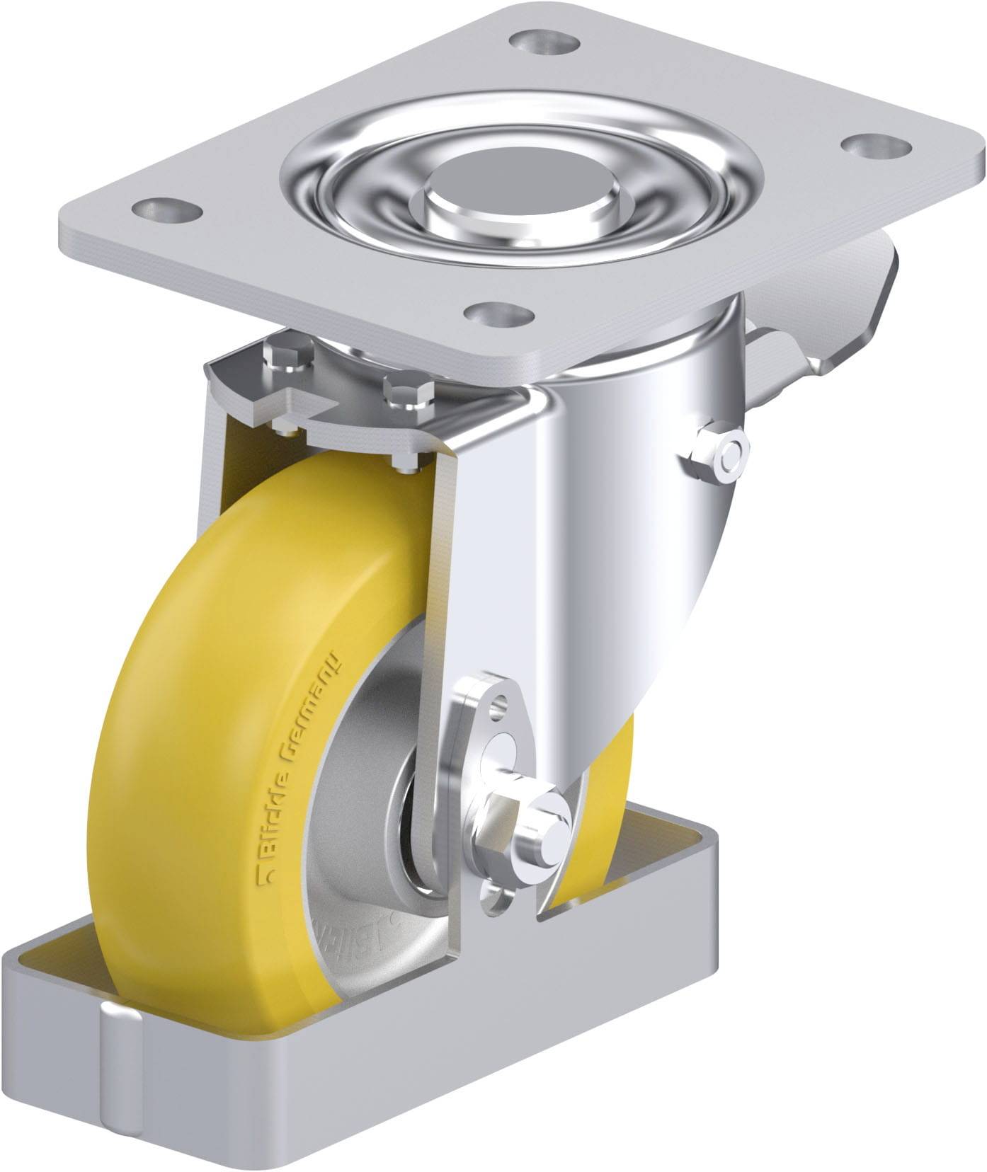 Blickle 939410 LH-ALTH 125K-3-ST-CO-FS Acéllemez forgógörgő KerékØ: 125 mm Teherbírás (max.): 550 kg 1 db