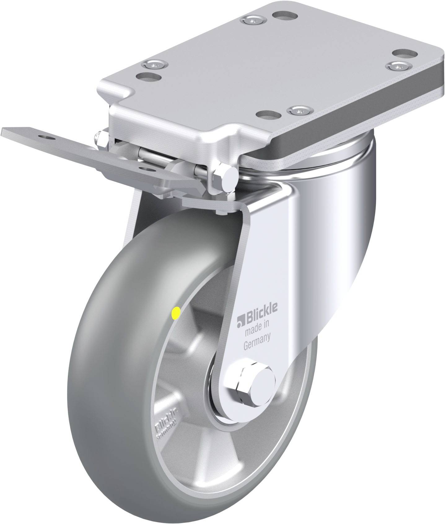 Blickle 936677 LH-ALTH 160K-IS-AS-CO Acéllemez forgógörgő KerékØ: 160 mm Teherbírás (max.): 750 kg 1 db
