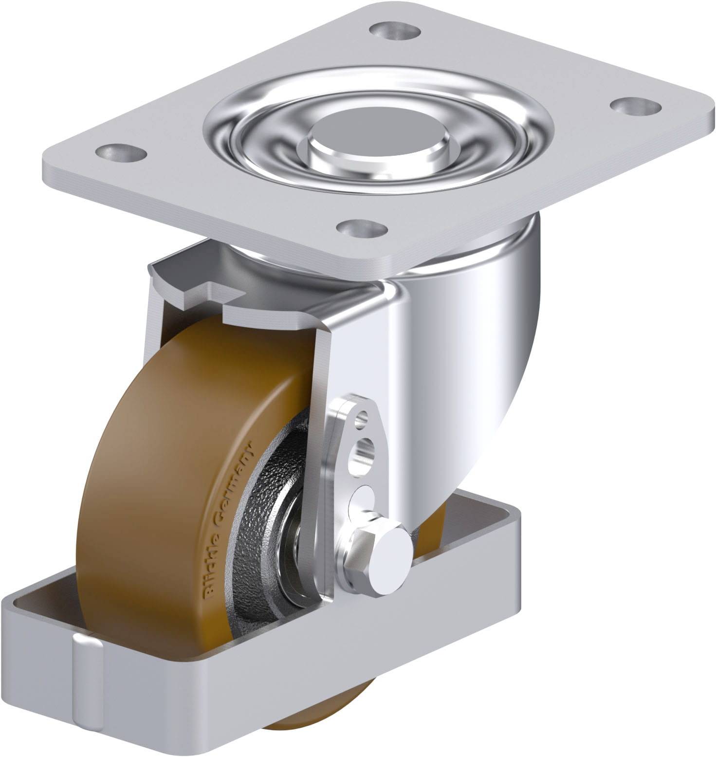 Blickle 939532 LH-GB 100K-3-FS Acéllemez forgógörgő KerékØ: 100 mm Teherbírás (max.): 450 kg 1 db