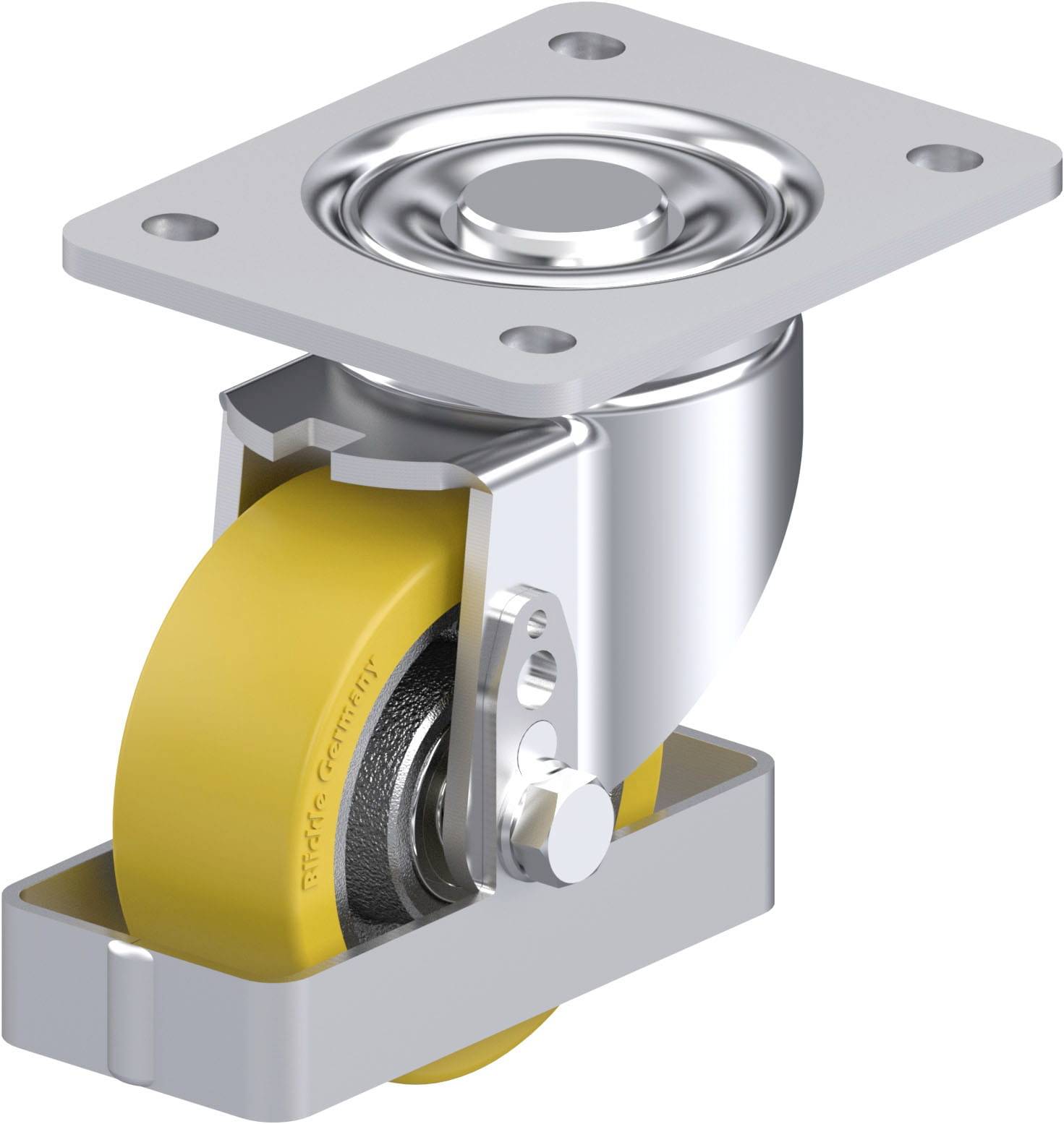 Blickle 887269 LH-GTH 100K-3-FS Acéllemez forgógörgő KerékØ: 100 mm Teherbírás (max.): 450 kg 1 db