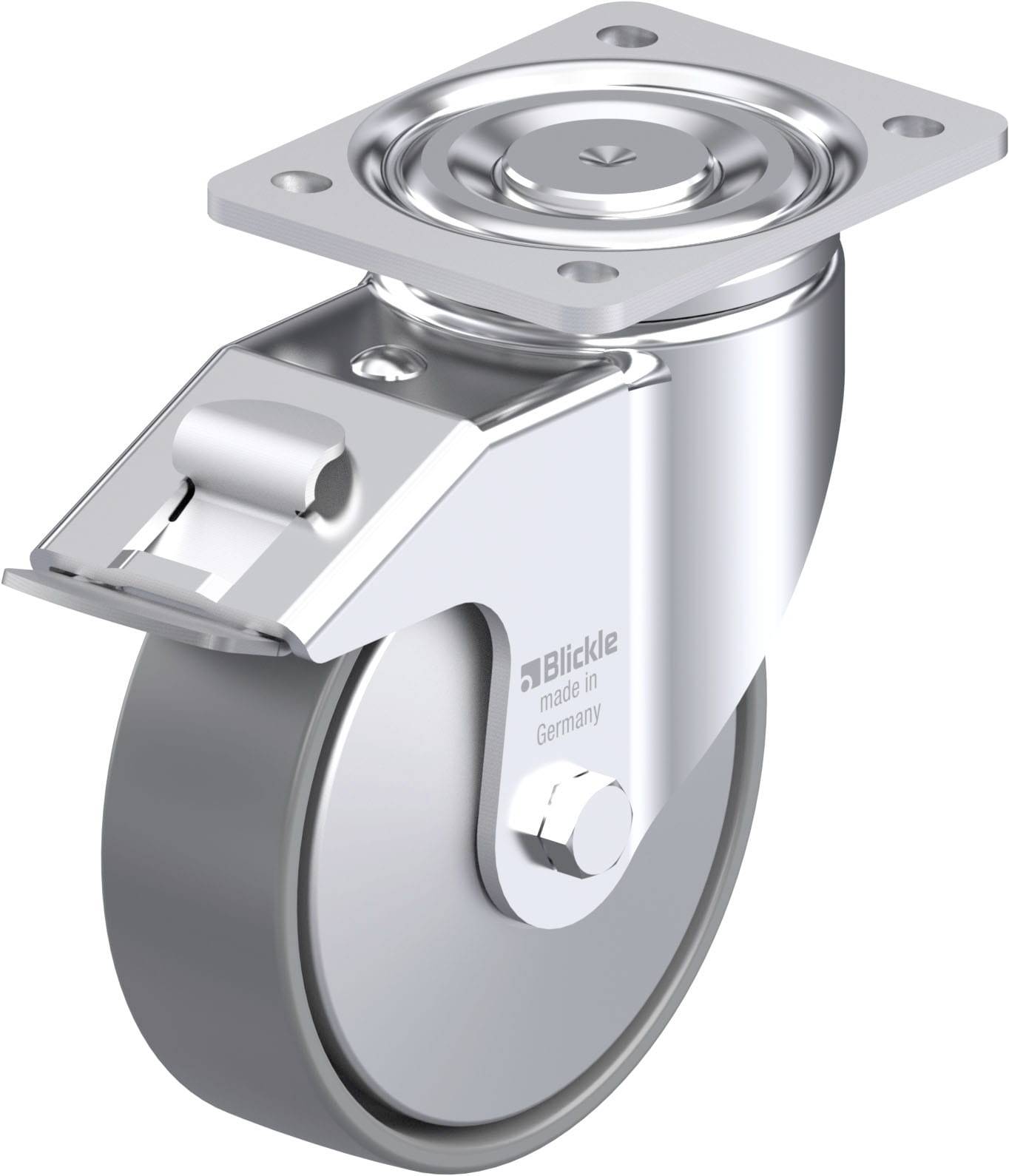 Blickle 946742 LH-PO 160G-FI-ELS-FA Acéllemez forgógörgő KerékØ: 160 mm Teherbírás (max.): 450 kg 1 db
