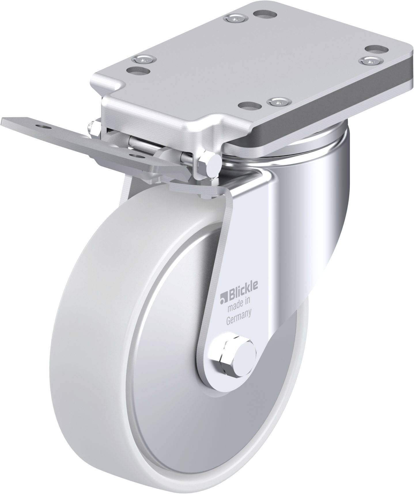 Blickle 852787 LH-PO 160G-IS-FA Acéllemez forgógörgő KerékØ: 160 mm Teherbírás (max.): 450 kg 1 db