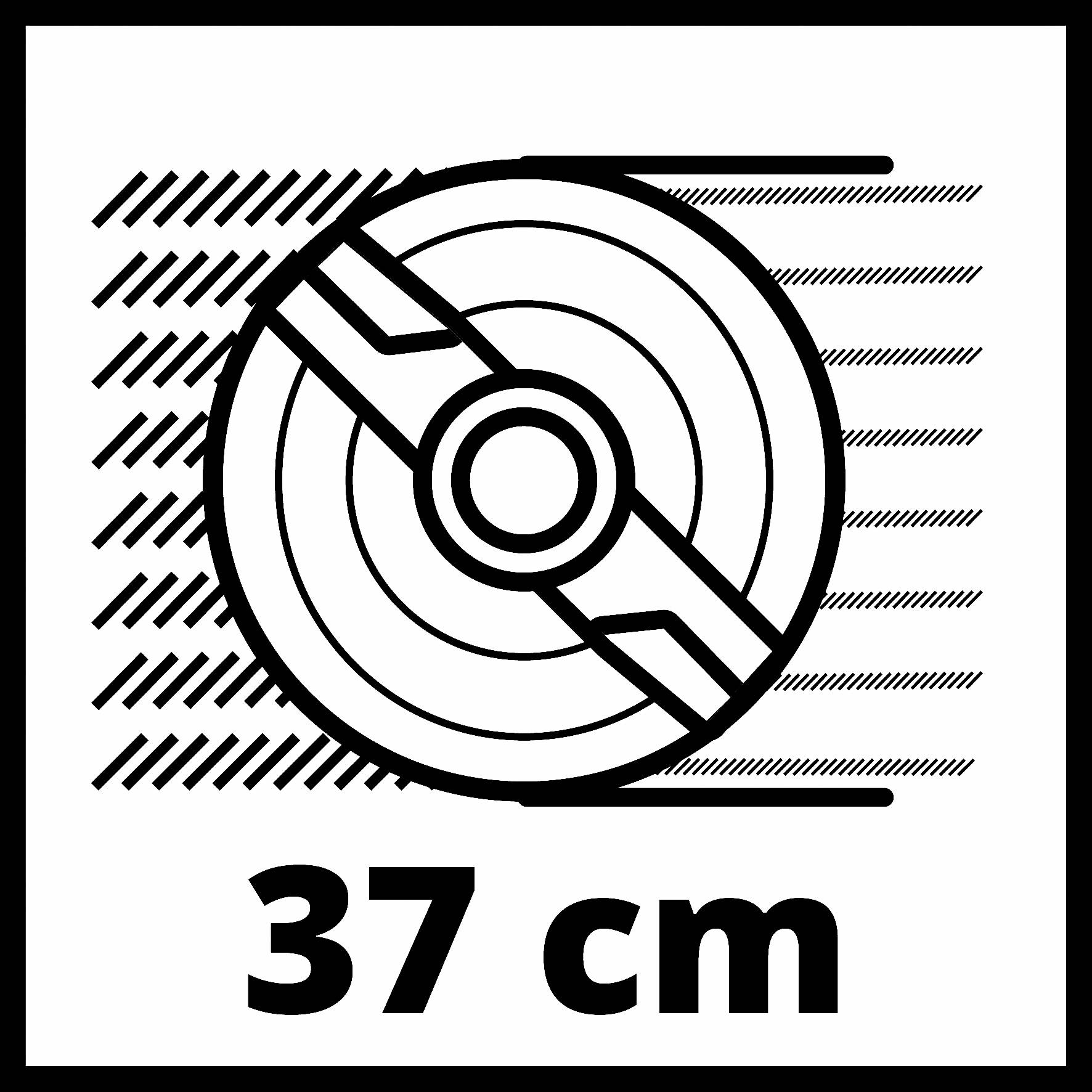 Ablaktörlő szimbólum, amely egy forgó ablaktáblát ábrázol, alatta a '37 cm' felirattal.