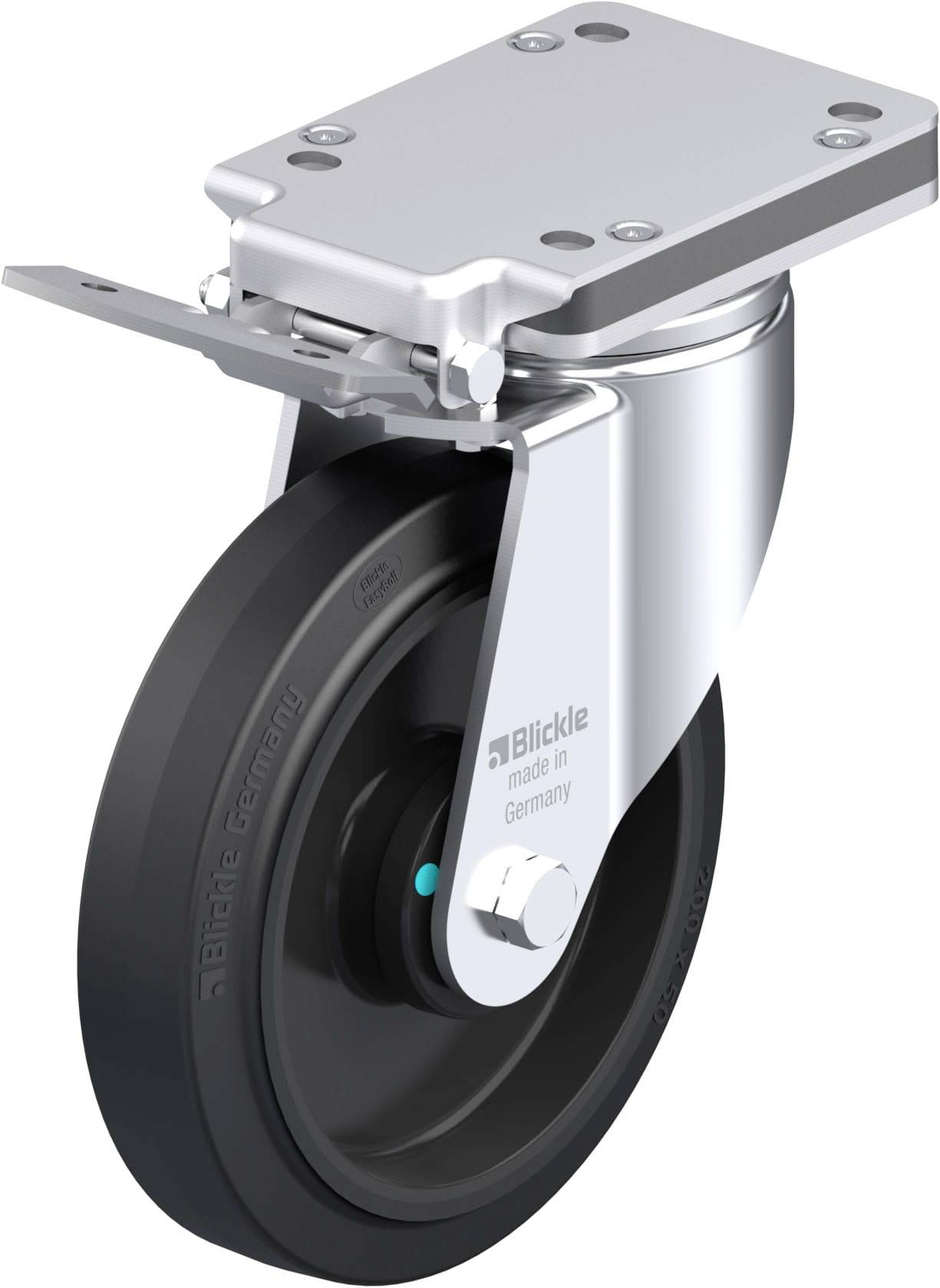 Blickle 851882 LH-POEV 200KAD-IS Acéllemez forgógörgő KerékØ: 200 mm Teherbírás (max.): 500 kg 1 db