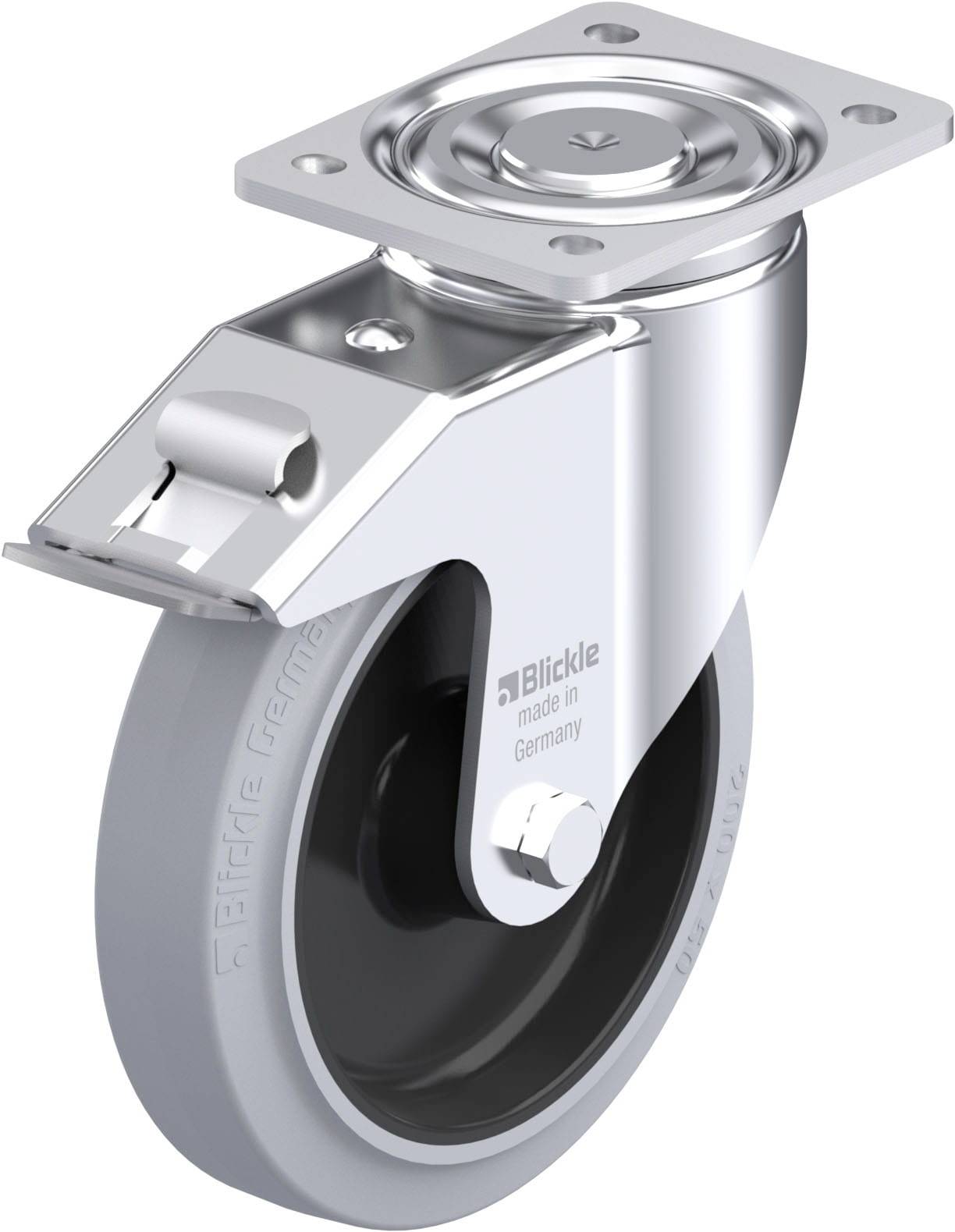Blickle 851866 LH-POEV 200XR-FI-SG Acéllemez forgógörgő KerékØ: 200 mm Teherbírás (max.): 500 kg 1 db