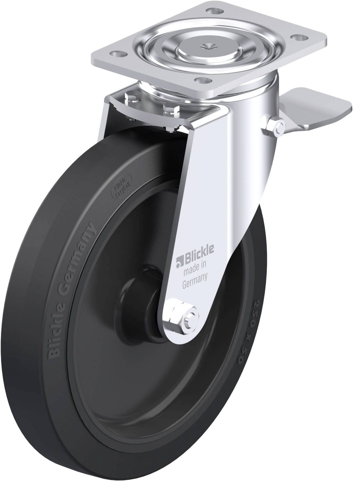 Blickle 851922 LH-POEV 250XR-ST Acéllemez forgógörgő KerékØ: 250 mm Teherbírás (max.): 600 kg 1 db