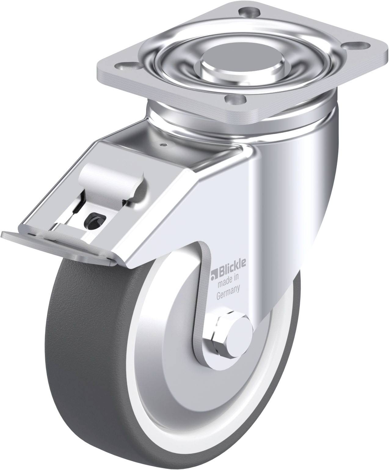Blickle 750100 LH-POTH 125G-1-FI-FA Acéllemez forgógörgő KerékØ: 125 mm Teherbírás (max.): 350 kg 1 db