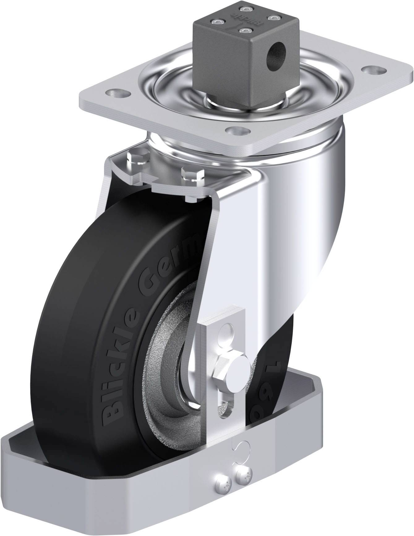 Blickle 938684 LH-SE 160K-CS13-FS Acéllemez forgógörgő KerékØ: 160 mm Teherbírás (max.): 450 kg 1 db
