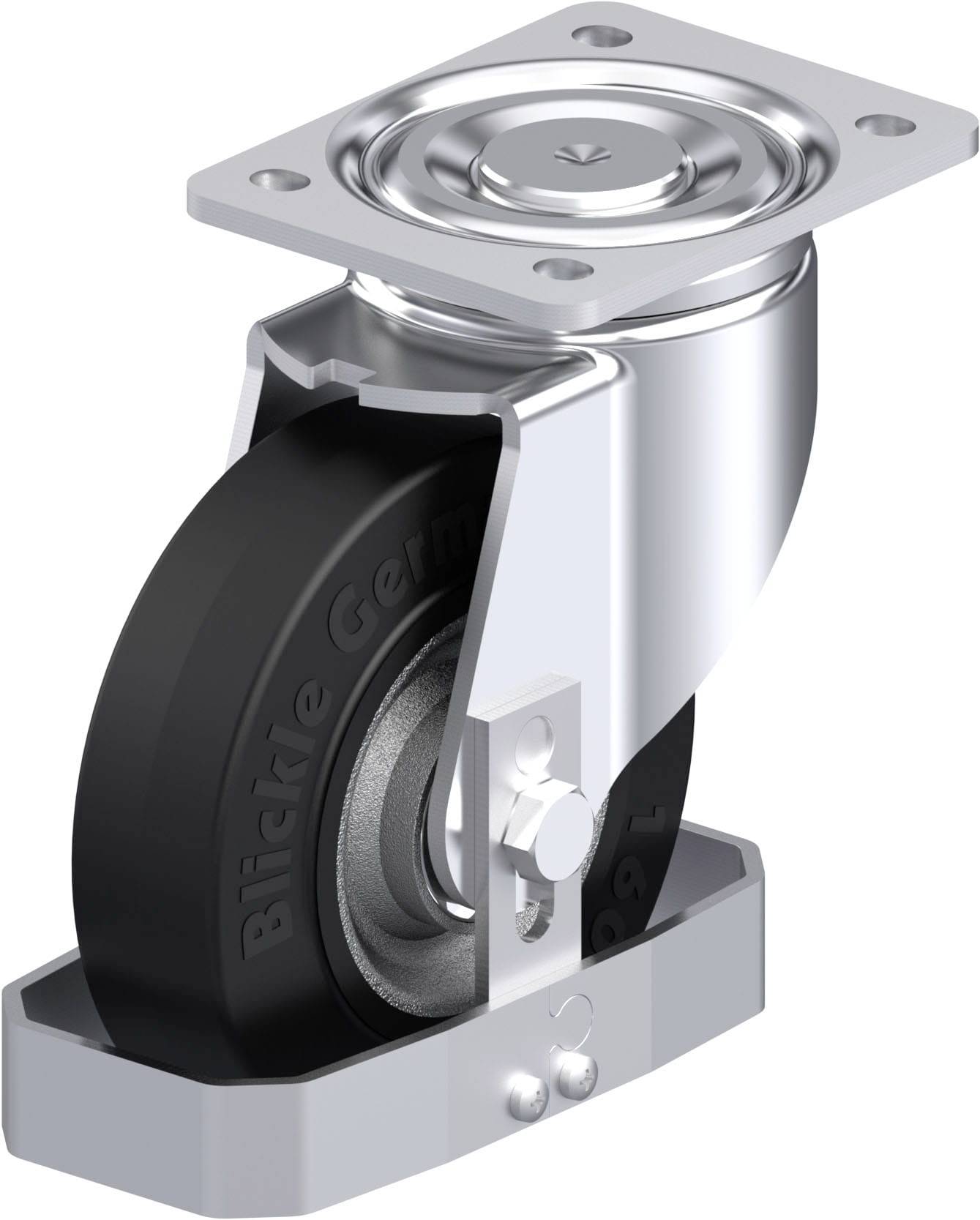 Blickle 909566 LH-SE 160K-FS Acéllemez forgógörgő KerékØ: 160 mm Teherbírás (max.): 450 kg 1 db