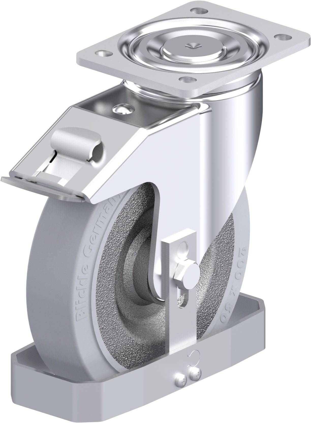 Blickle 925806 LH-SE 200K-FI-SG-FS Acéllemez forgógörgő KerékØ: 200 mm Teherbírás (max.): 600 kg 1 db